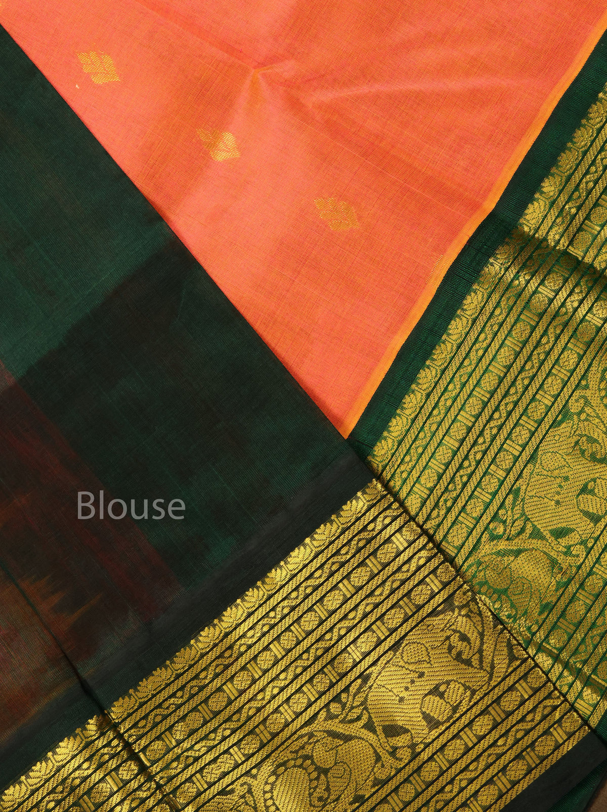 Pink With Green Pure Silk Cotton Saree