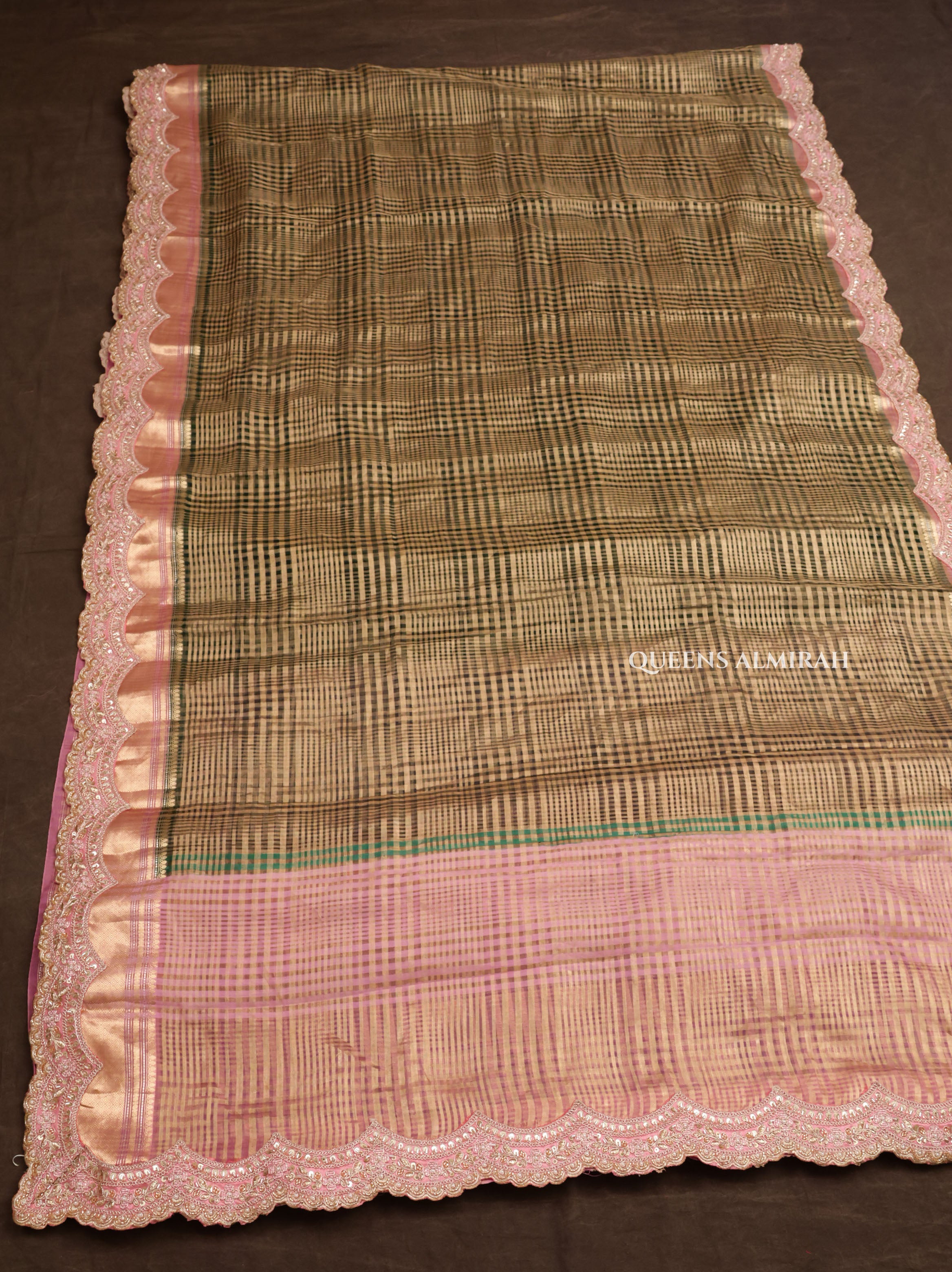 Bottle Green With Baby Pink Radhe Leela Pure Chanderi Designer Silk Saree