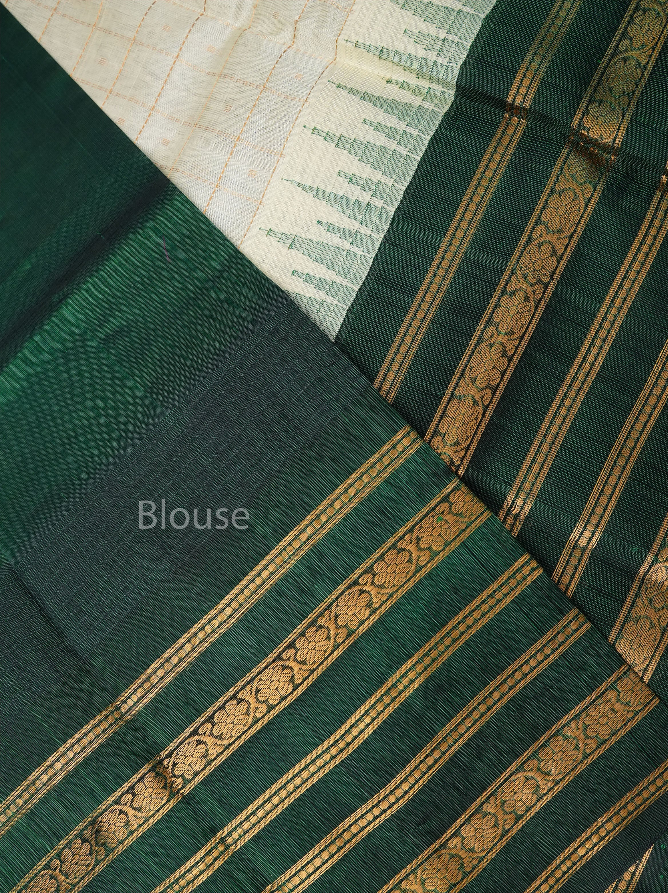 White With Green Varisapet Border Pure Silk Cotton Saree