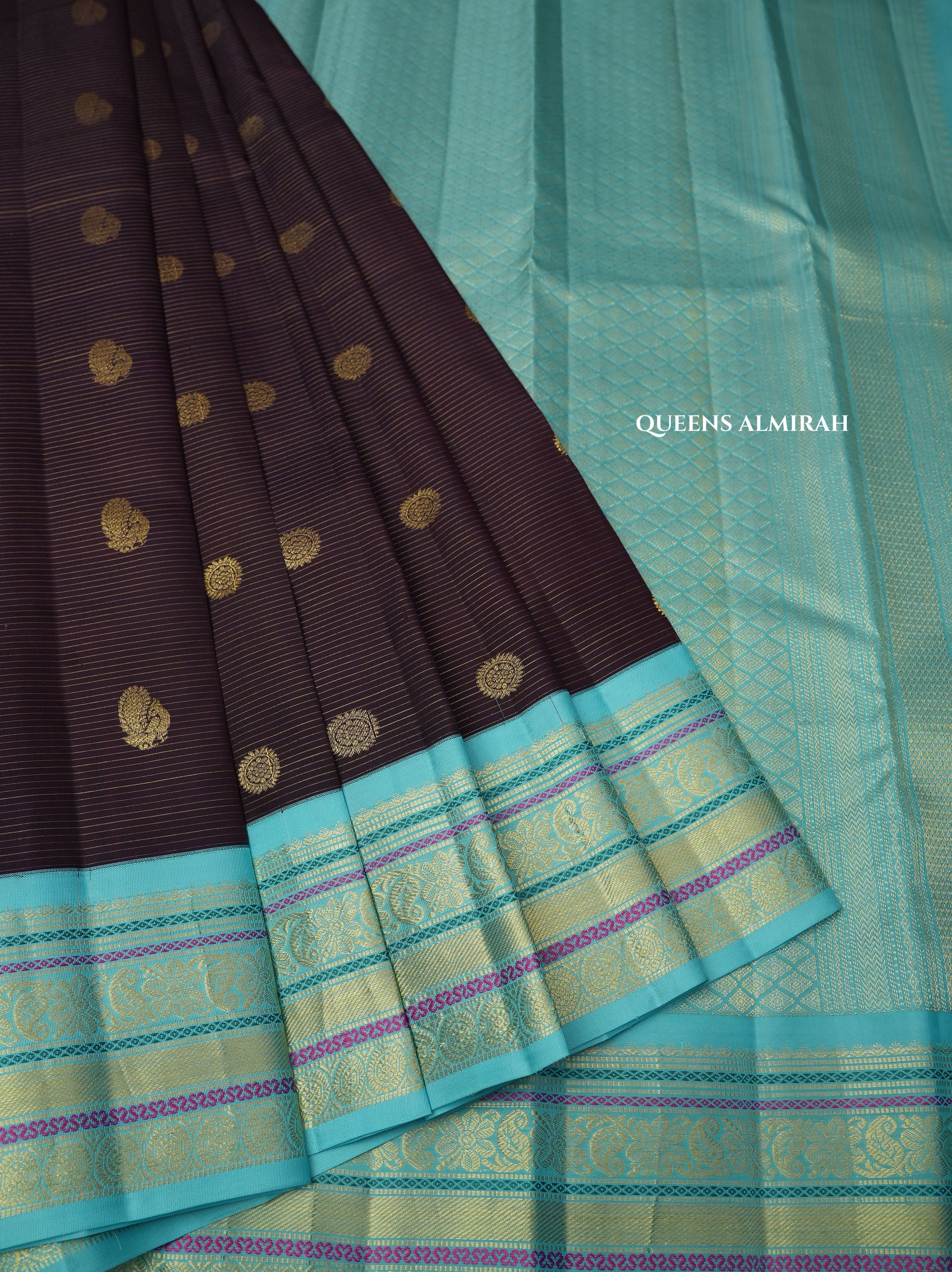Navy Blue With Blue Pure Kanchivaram Silk Saree