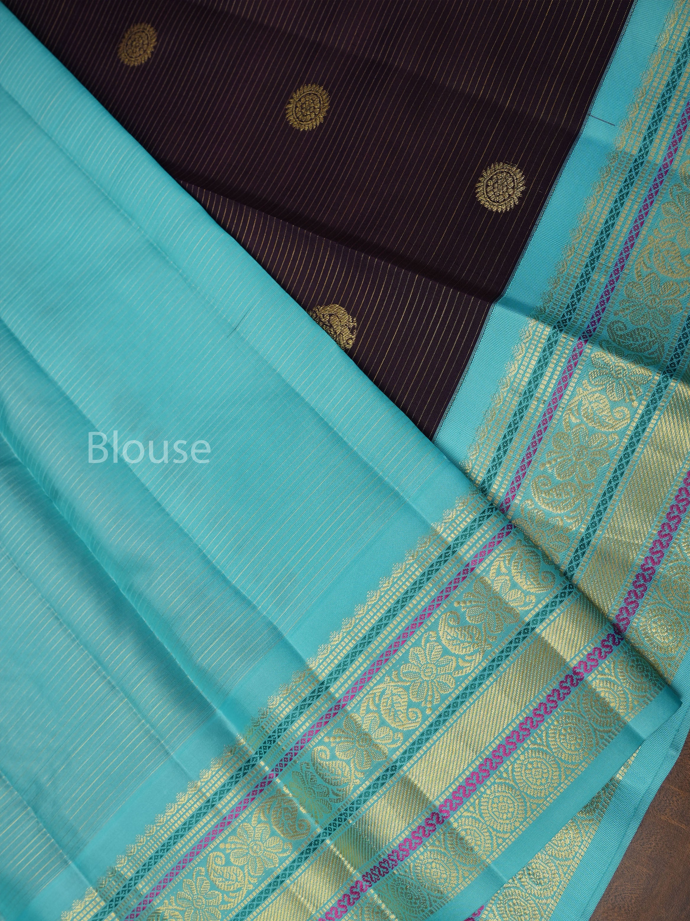 Navy Blue With Blue Pure Kanchivaram Silk Saree