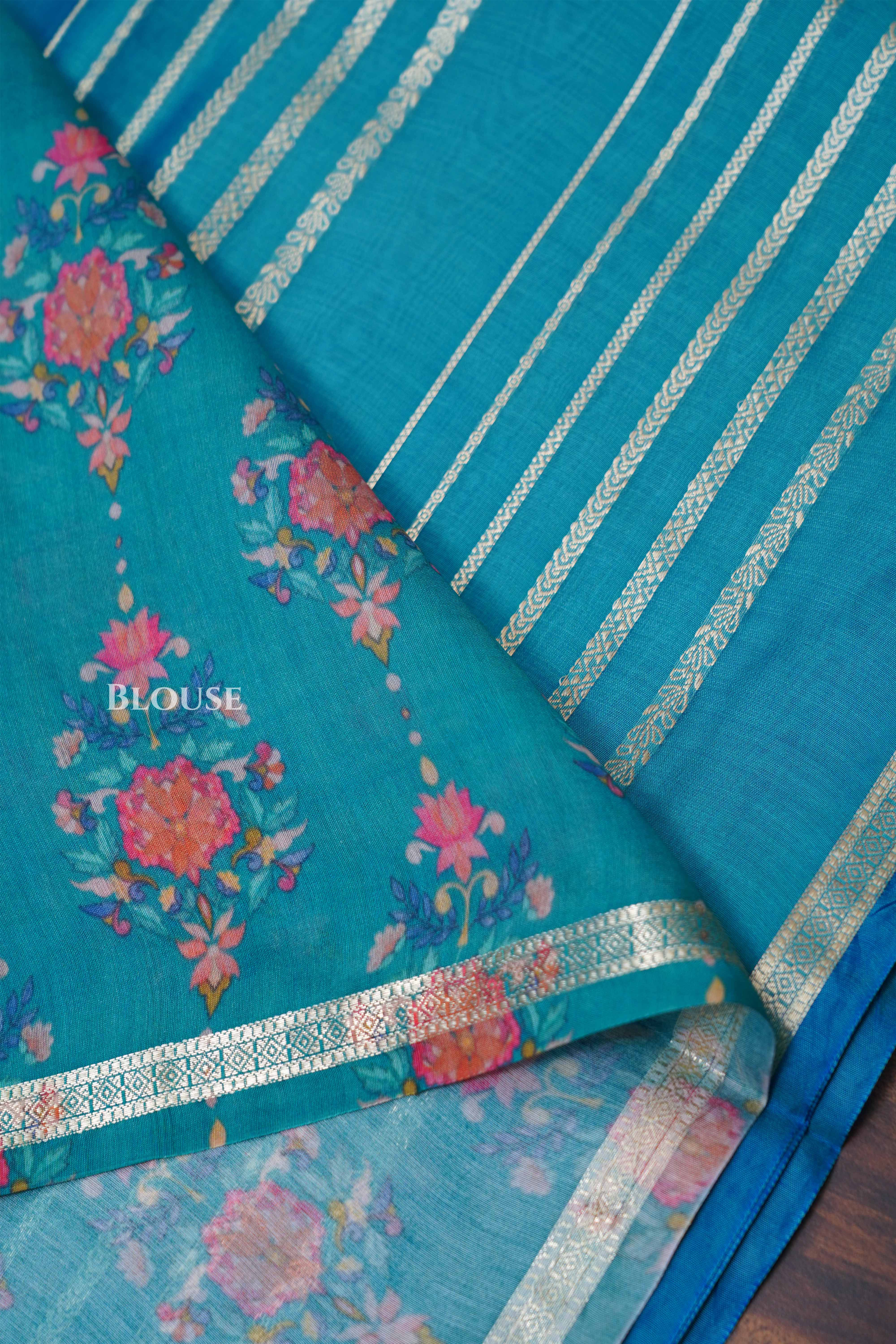 Blue Chanderi Silk Cotton Saree