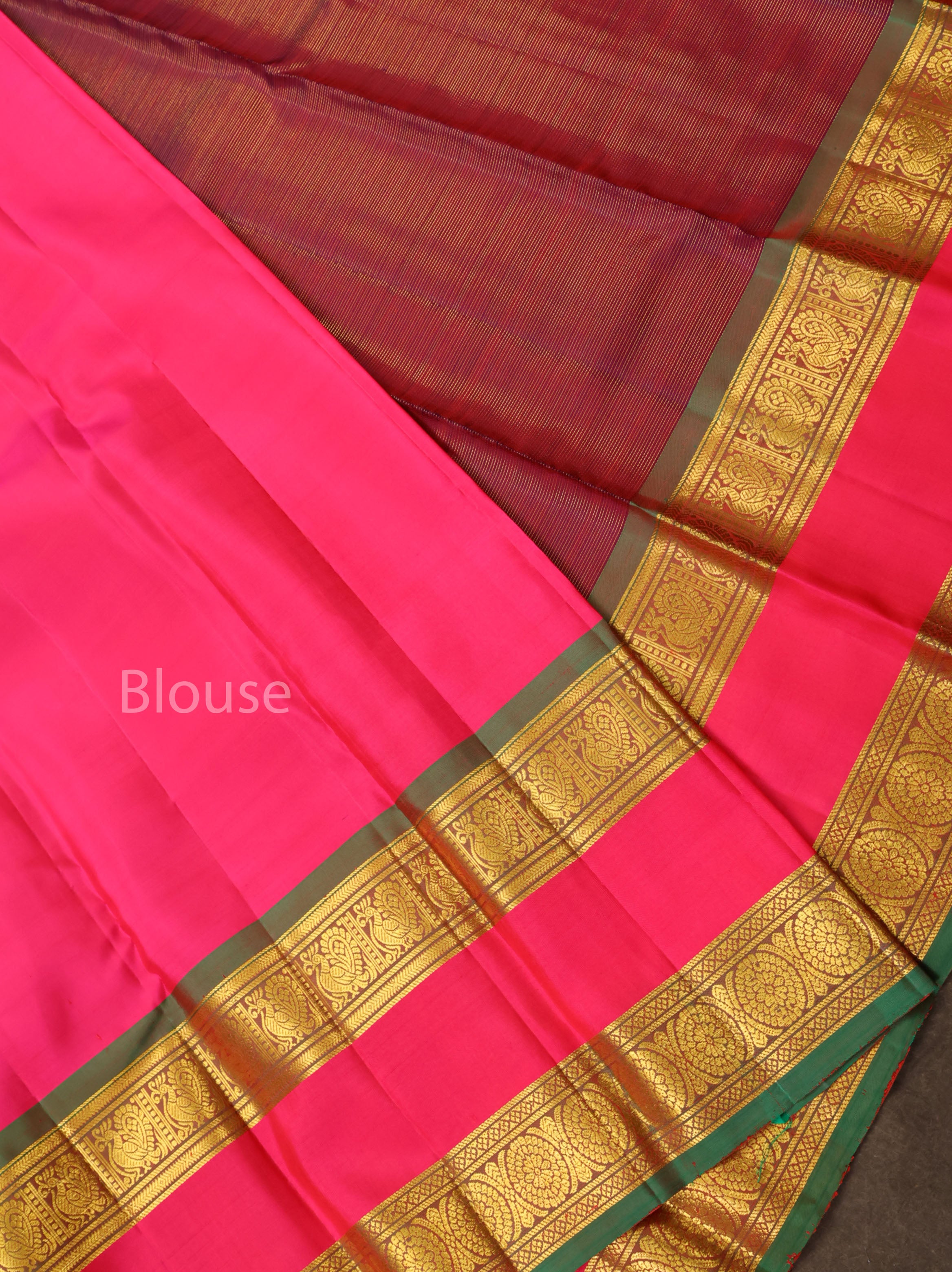 Marooon With Rani Pink Pure Kanchivaram Silk Saree