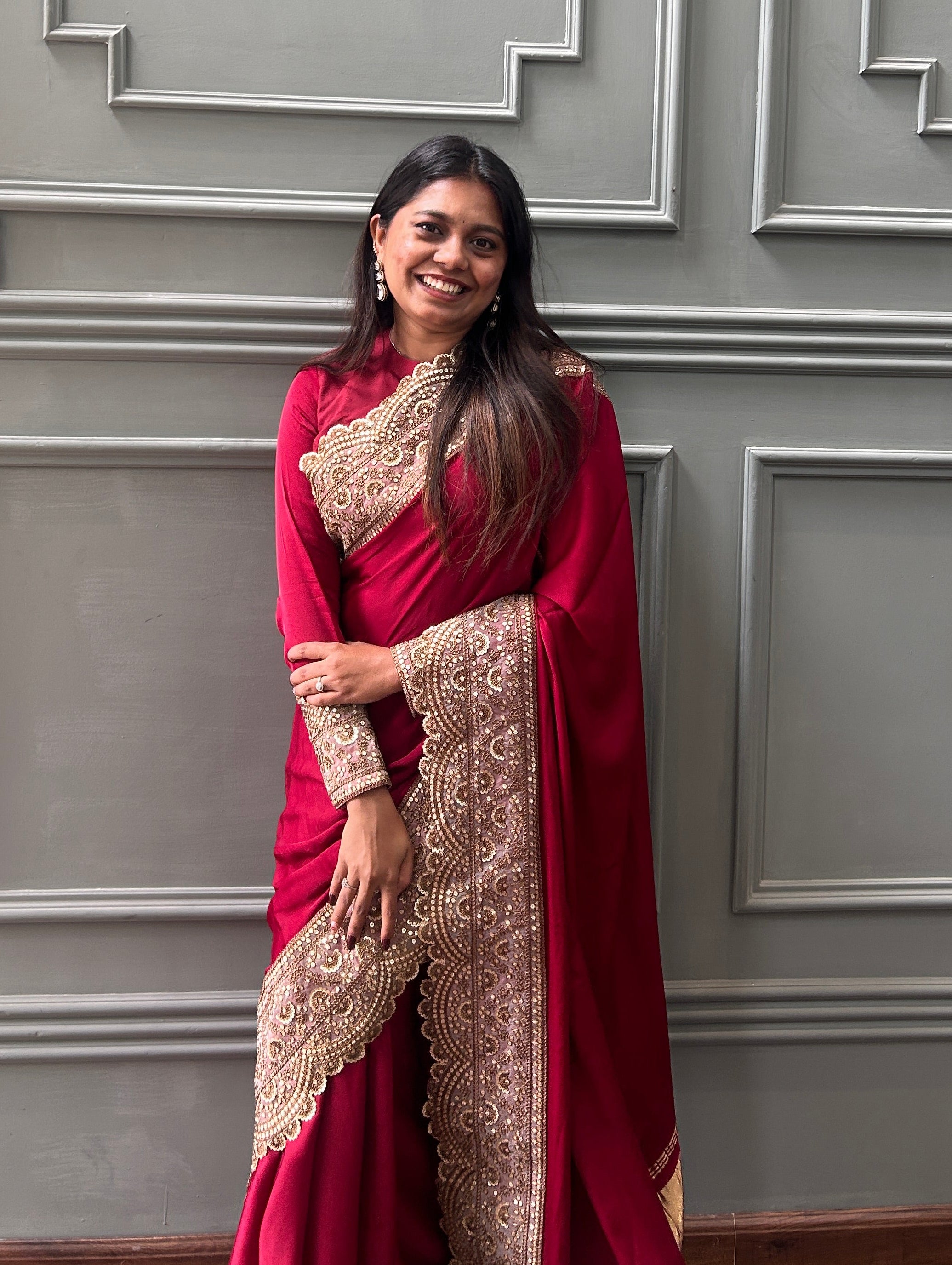 Sindoor Red designer Modal Silk Saree