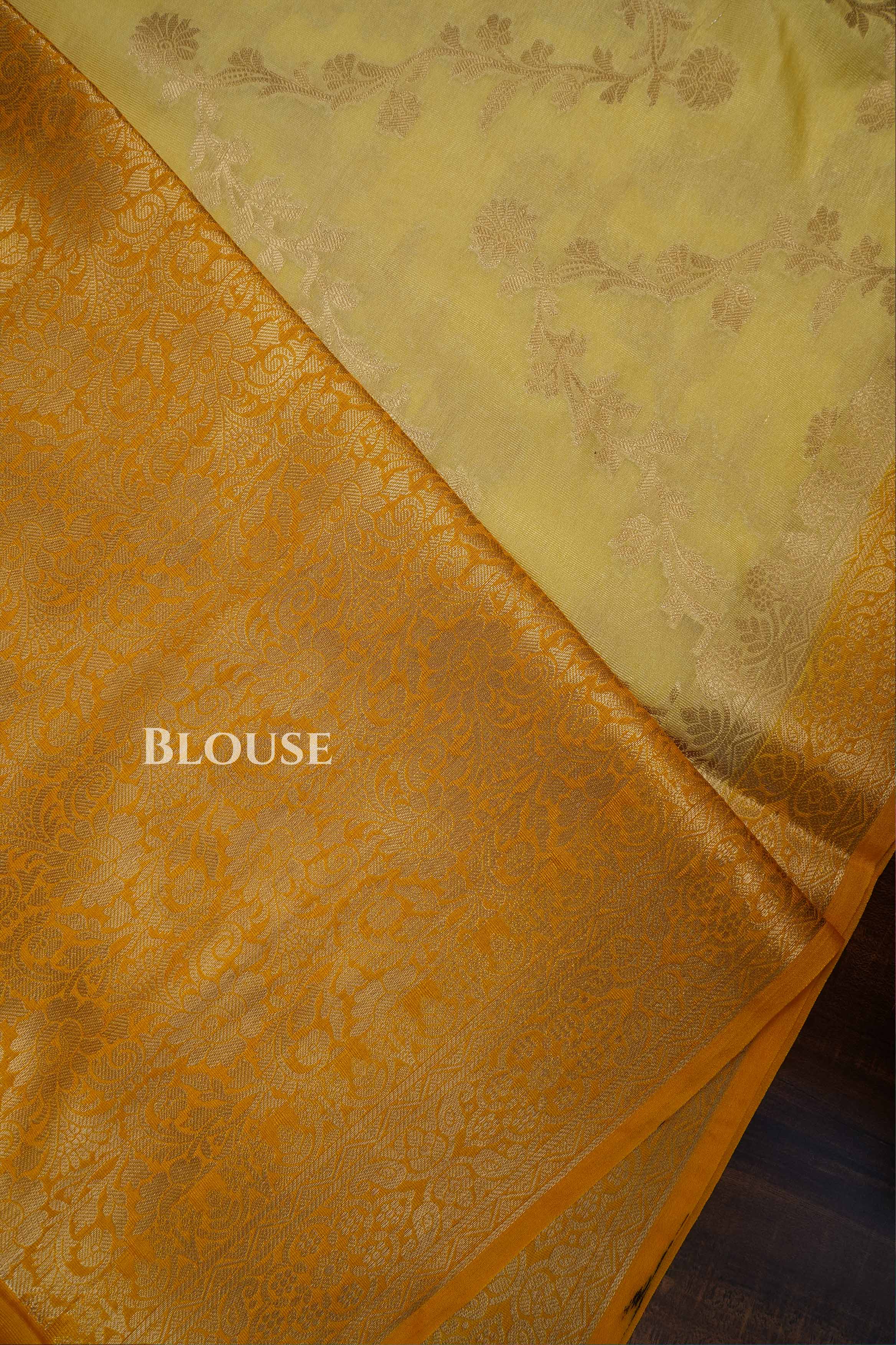 Yellow Semi Banarasi Silk Saree