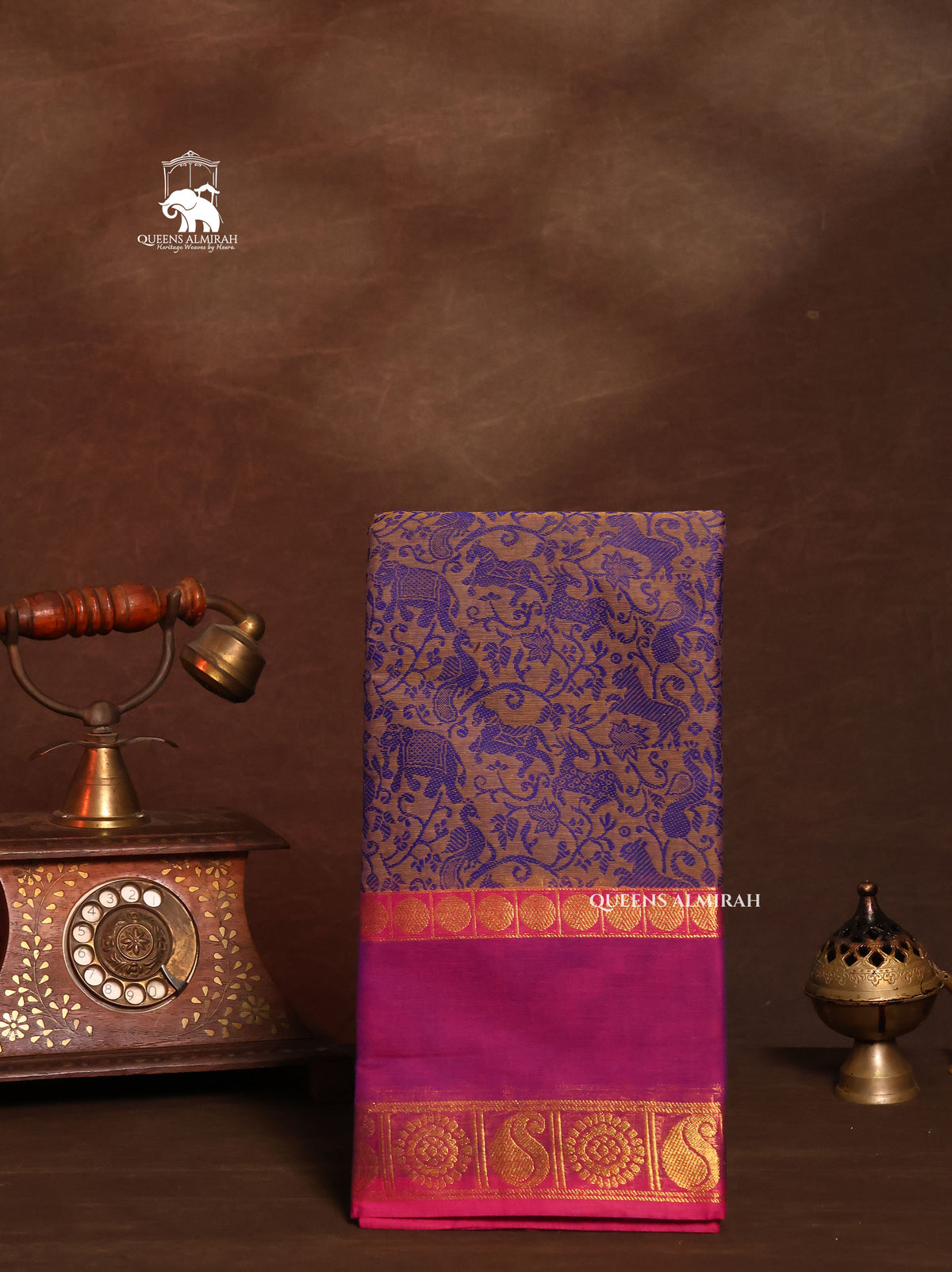 Blue With Purple Kanchi Cotton Saree