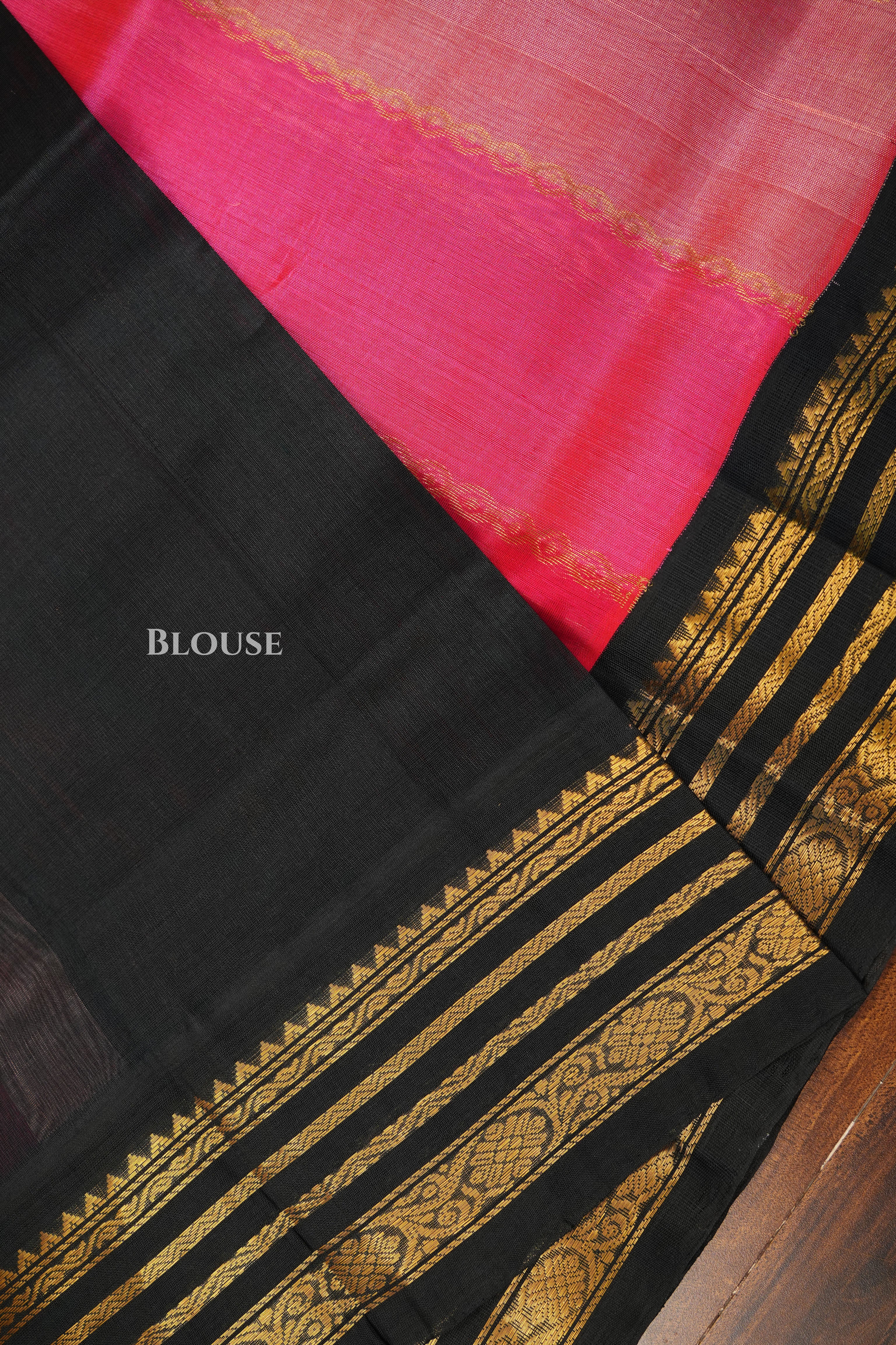 Multi Color With Black Border Pure Silk Cotton Saree