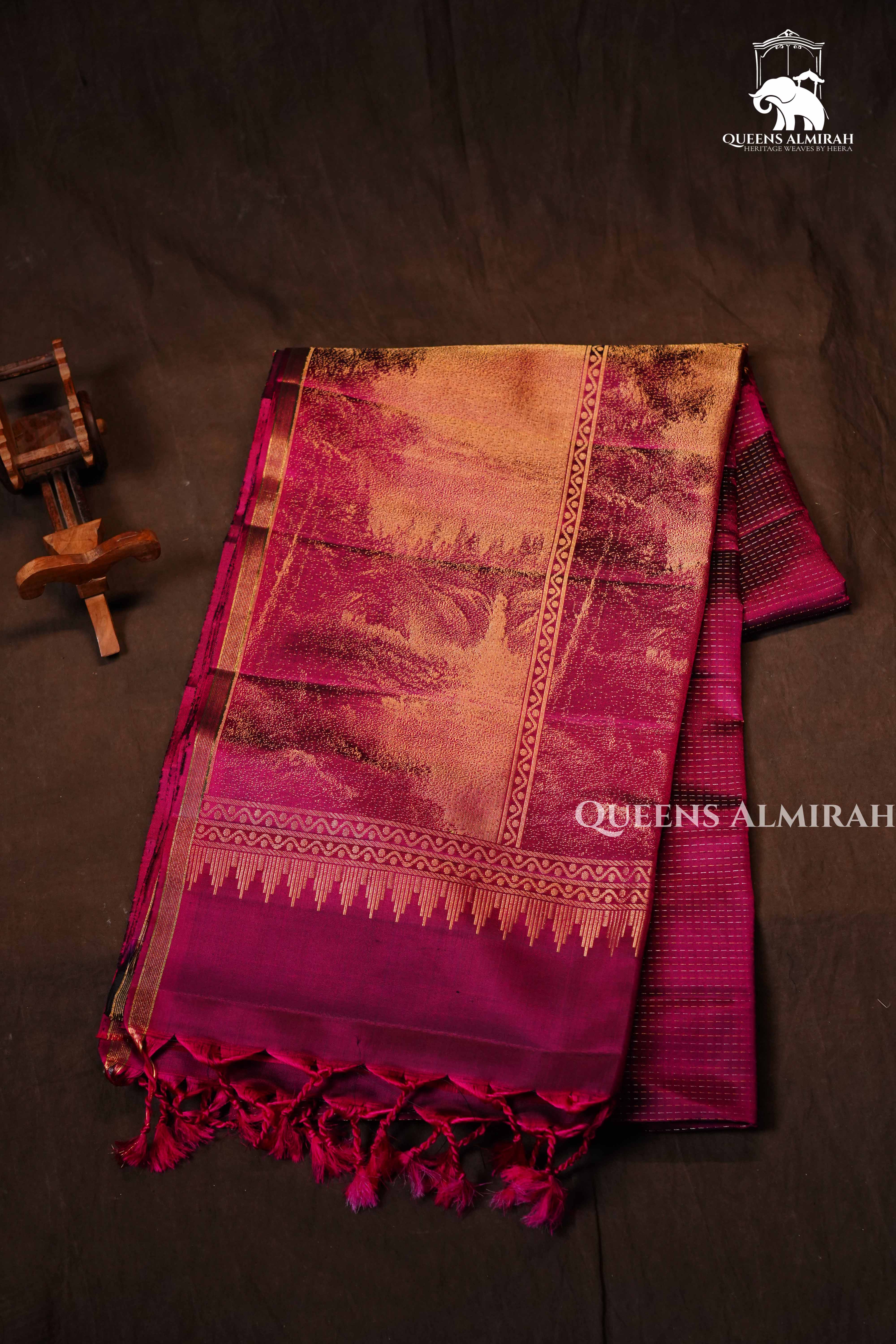 Mulberry Purple Pure Soft Silk Saree