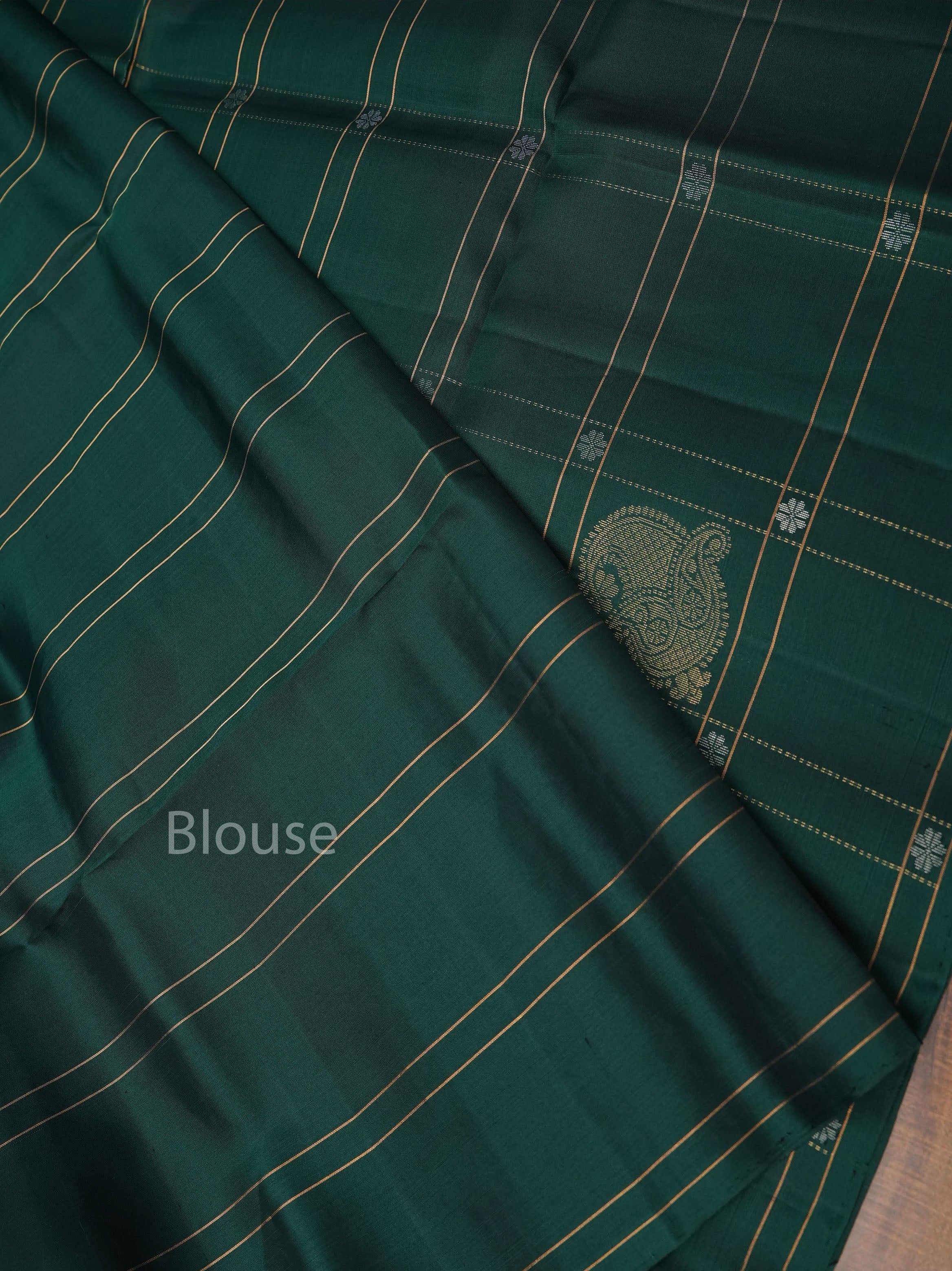 Dark Bottle Green Pure Soft Silk Saree
