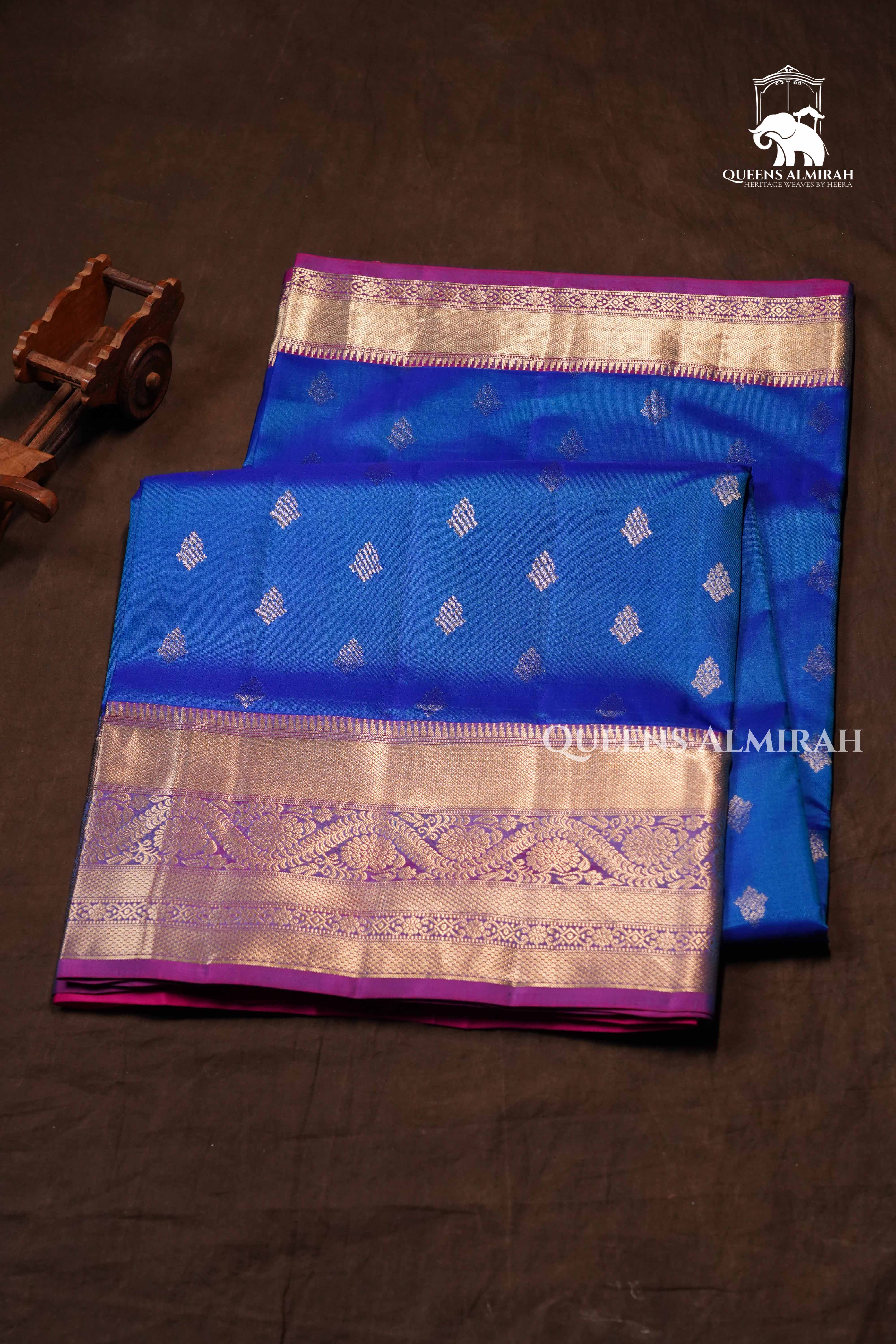 Ms Blue With Purple Pure Soft Silk Saree