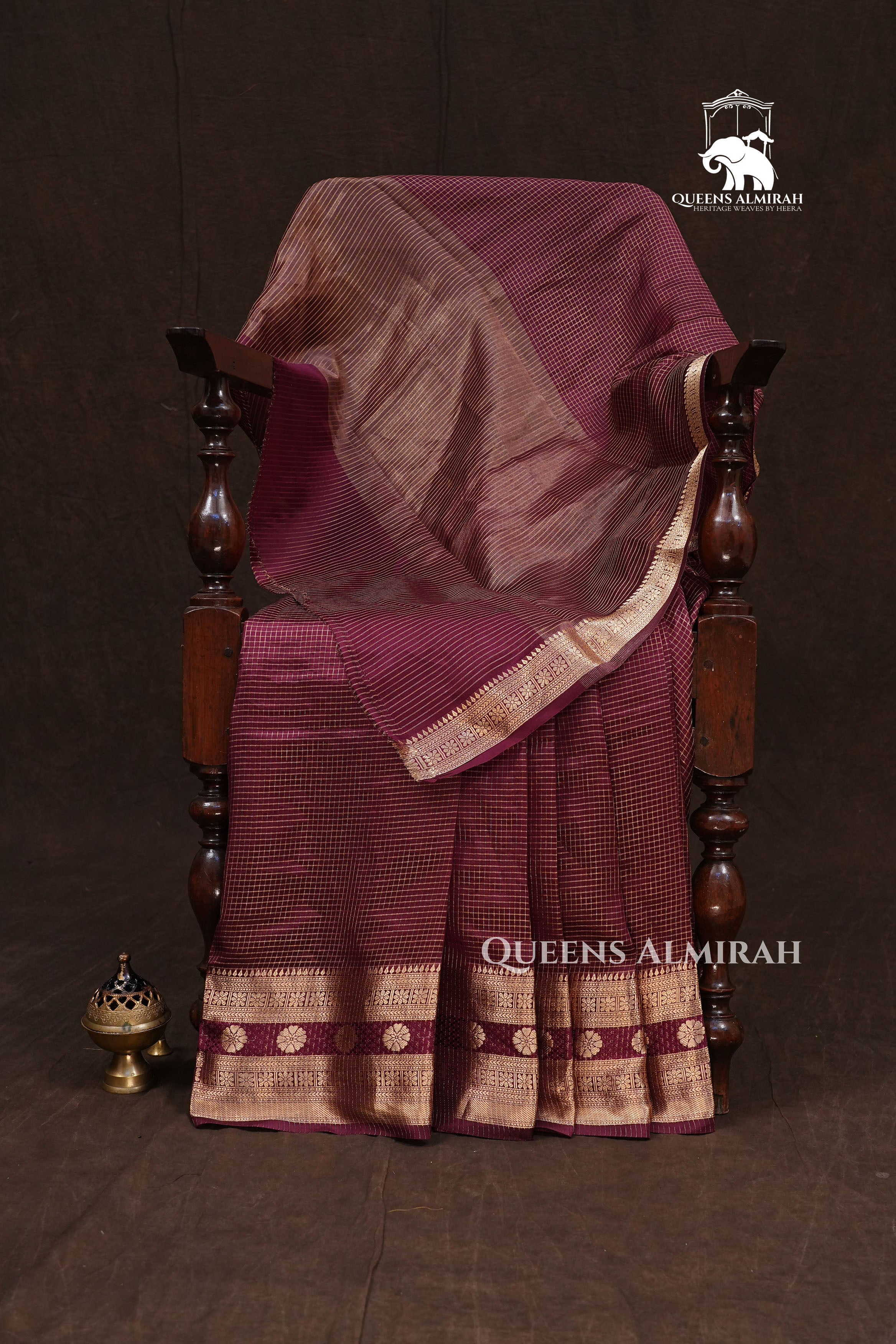 Araku Maroon Maheshwari Silk Saree