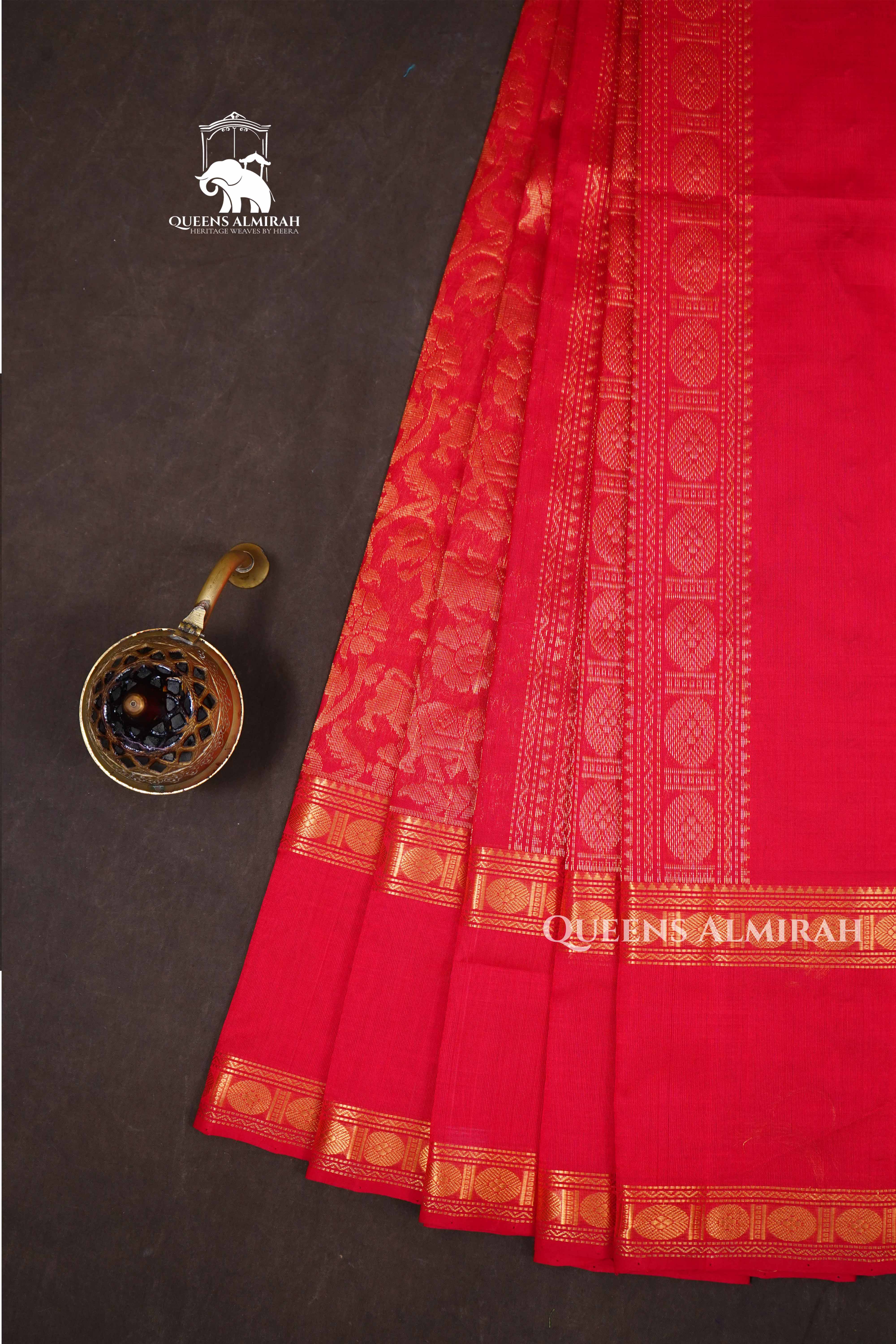Red Vanasingaram Pure Kanchi Silk Cotton Saree