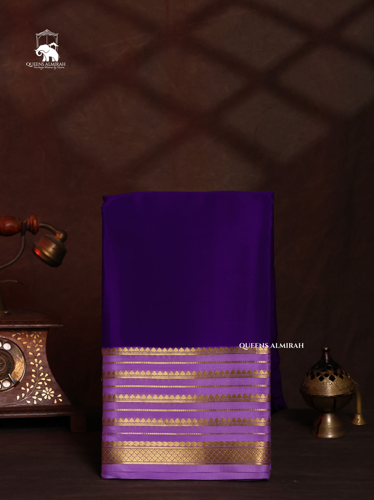 Brinjal Purple With Lilac Mysore Silk Saree