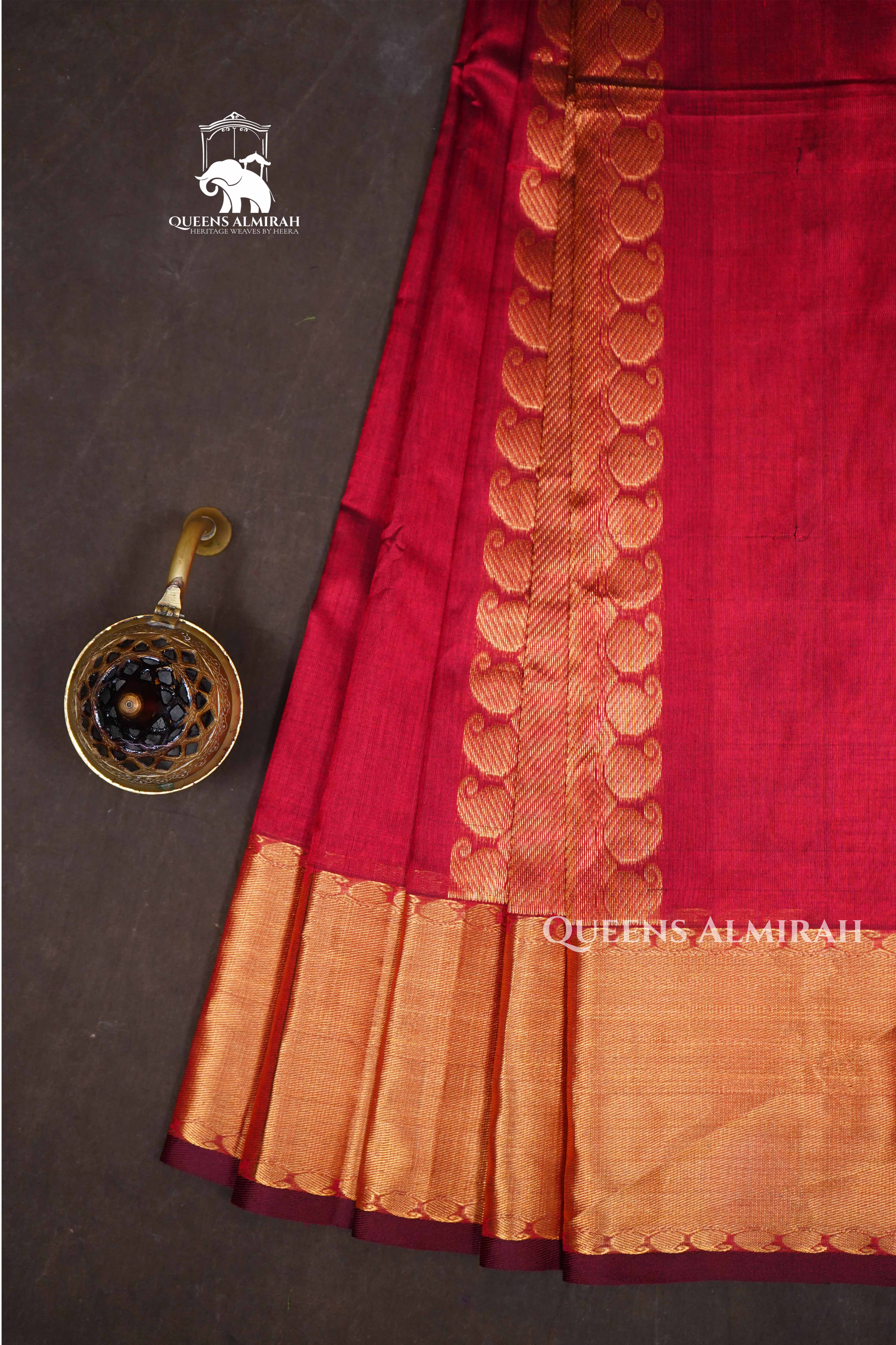 Maroon Pure Silk Cotton Saree