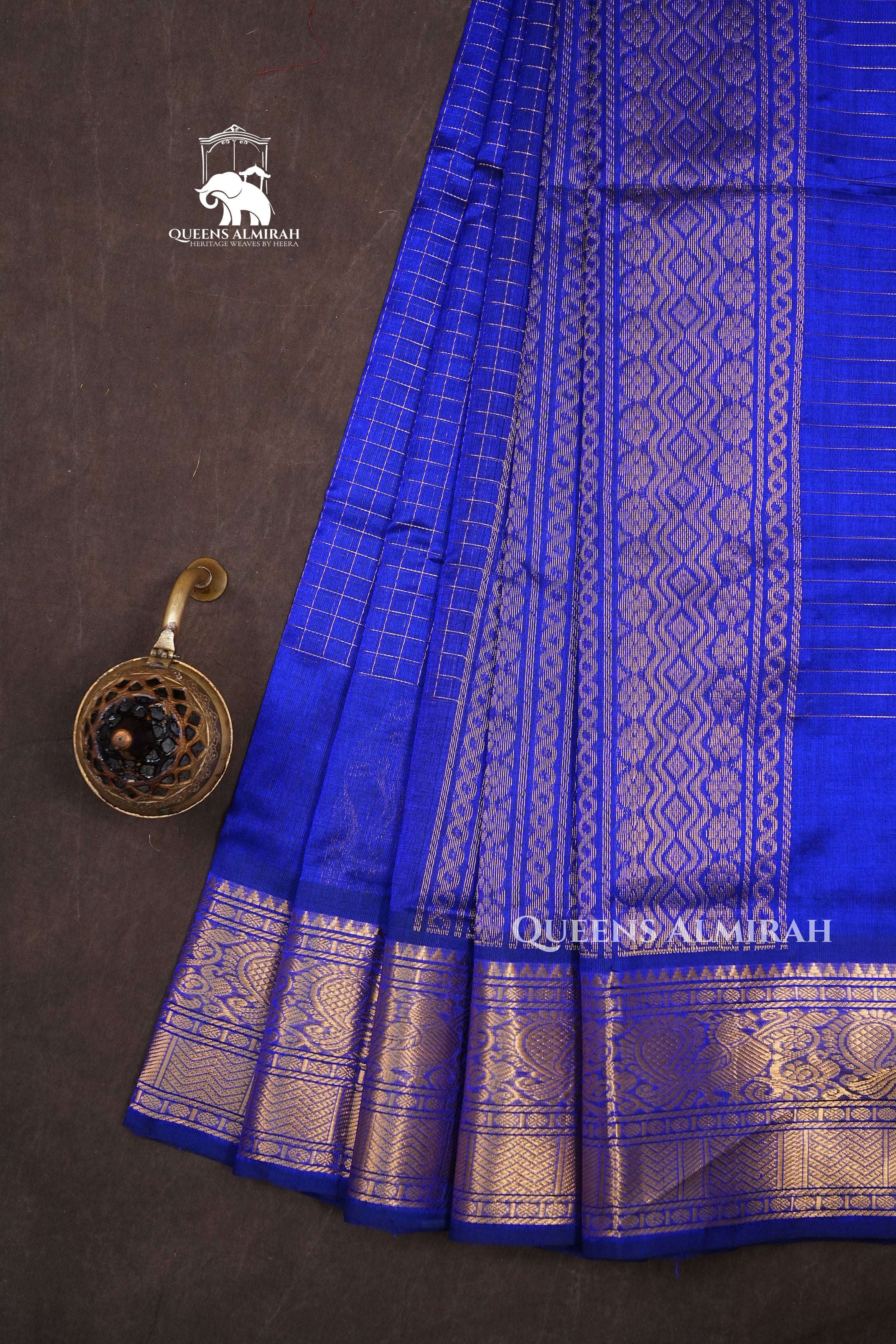 Ms Blue Kattam  Pure Silk Cotton Saree