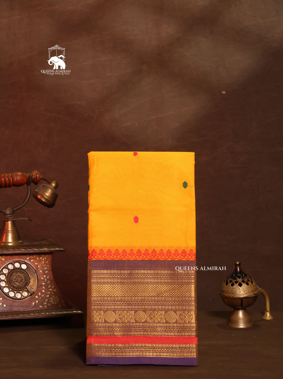 Yellow With Blue Kanchi Cotton Saree