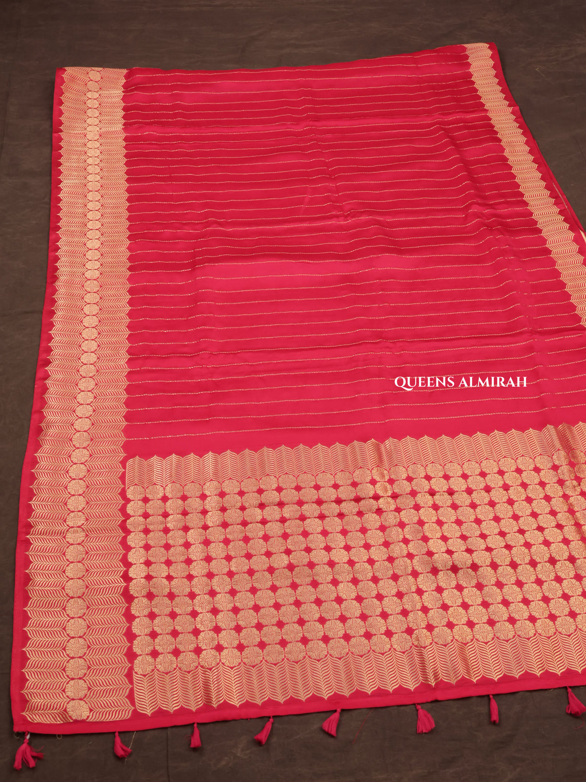 Magenta Pink Banarasi Satin Silk Saree