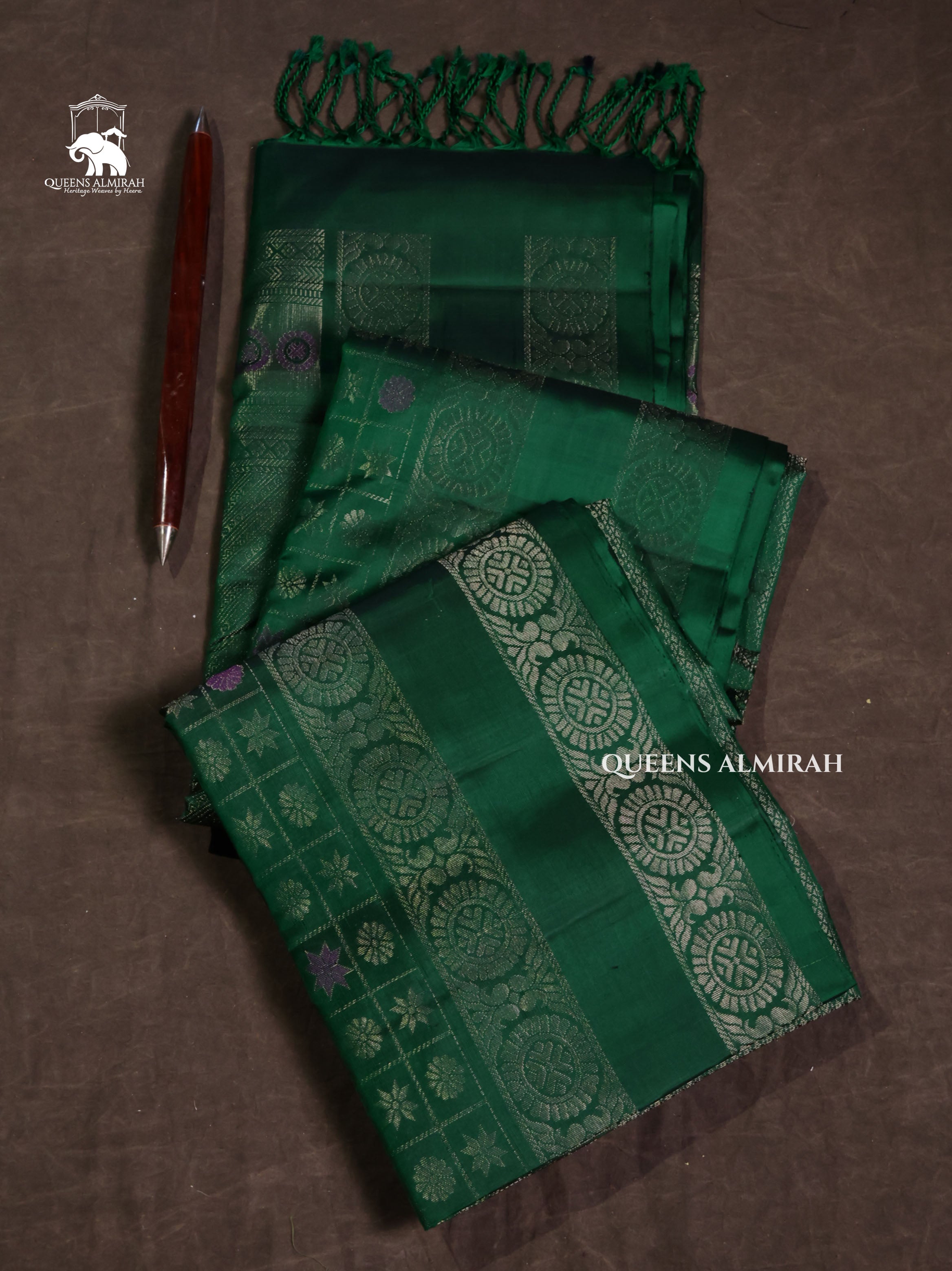 Green Athangudi Inspired Pure Soft Silk Saree