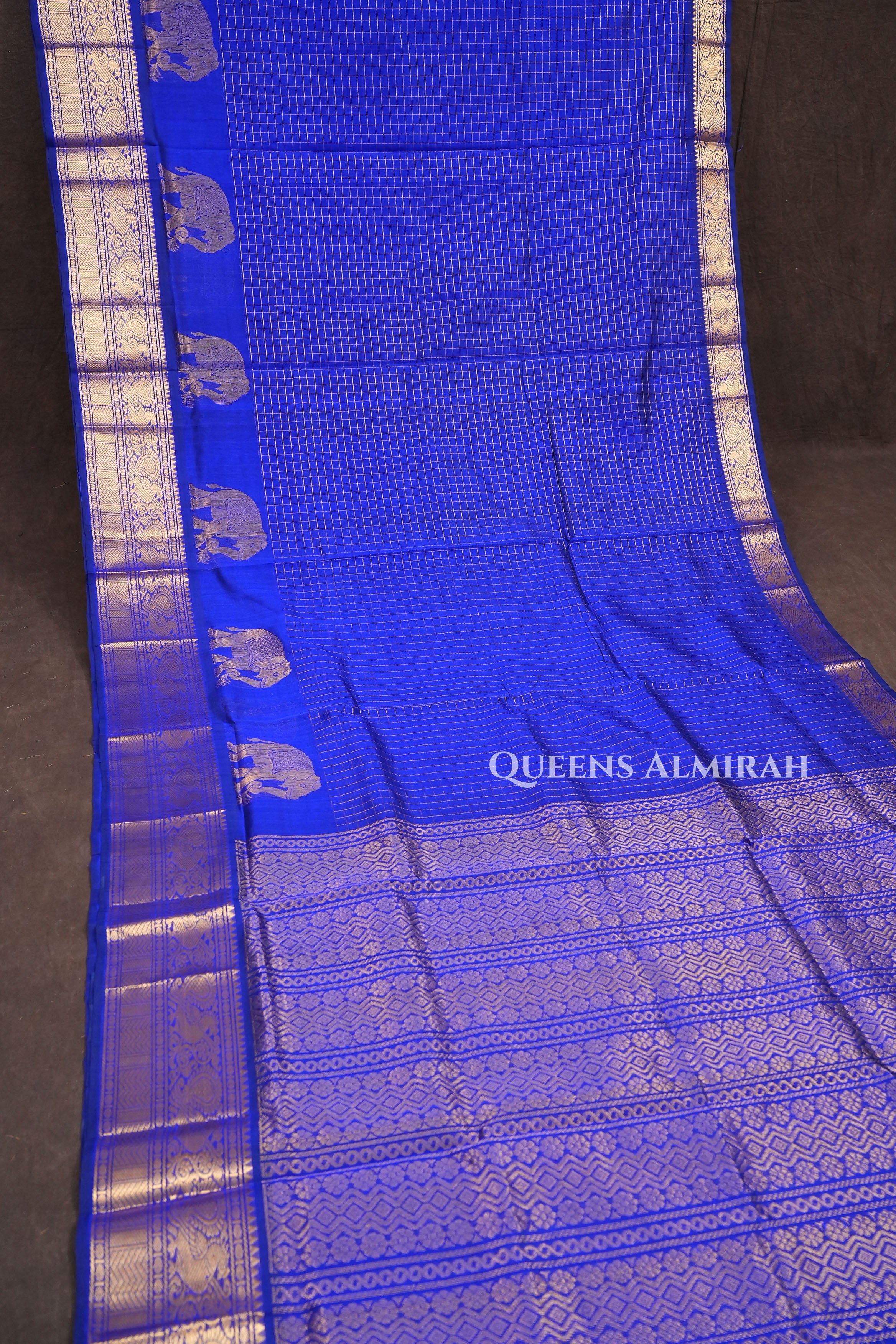 Ms Blue Kattam  Pure Silk Cotton Saree