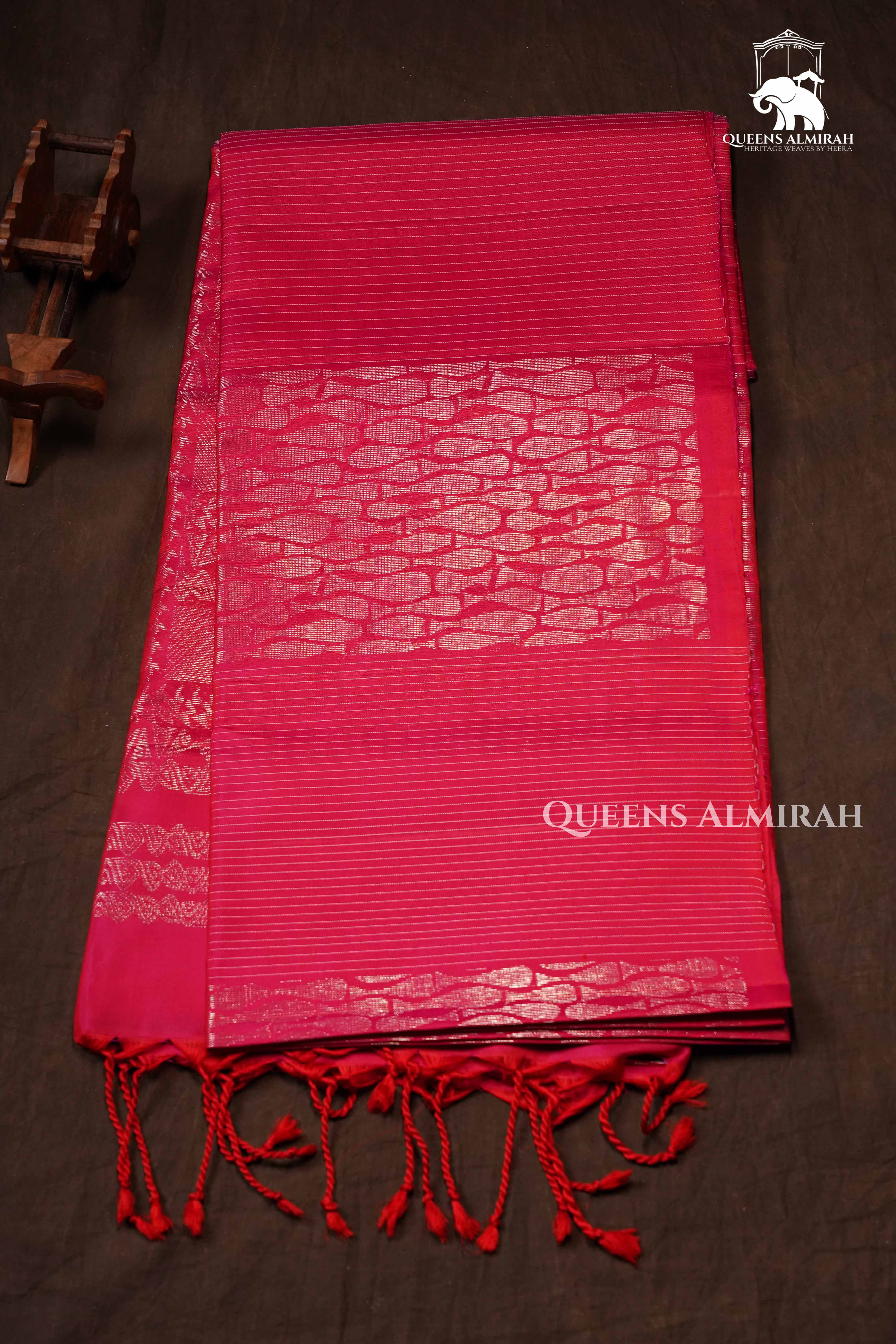 Rani Pink Pure Soft Silk Saree