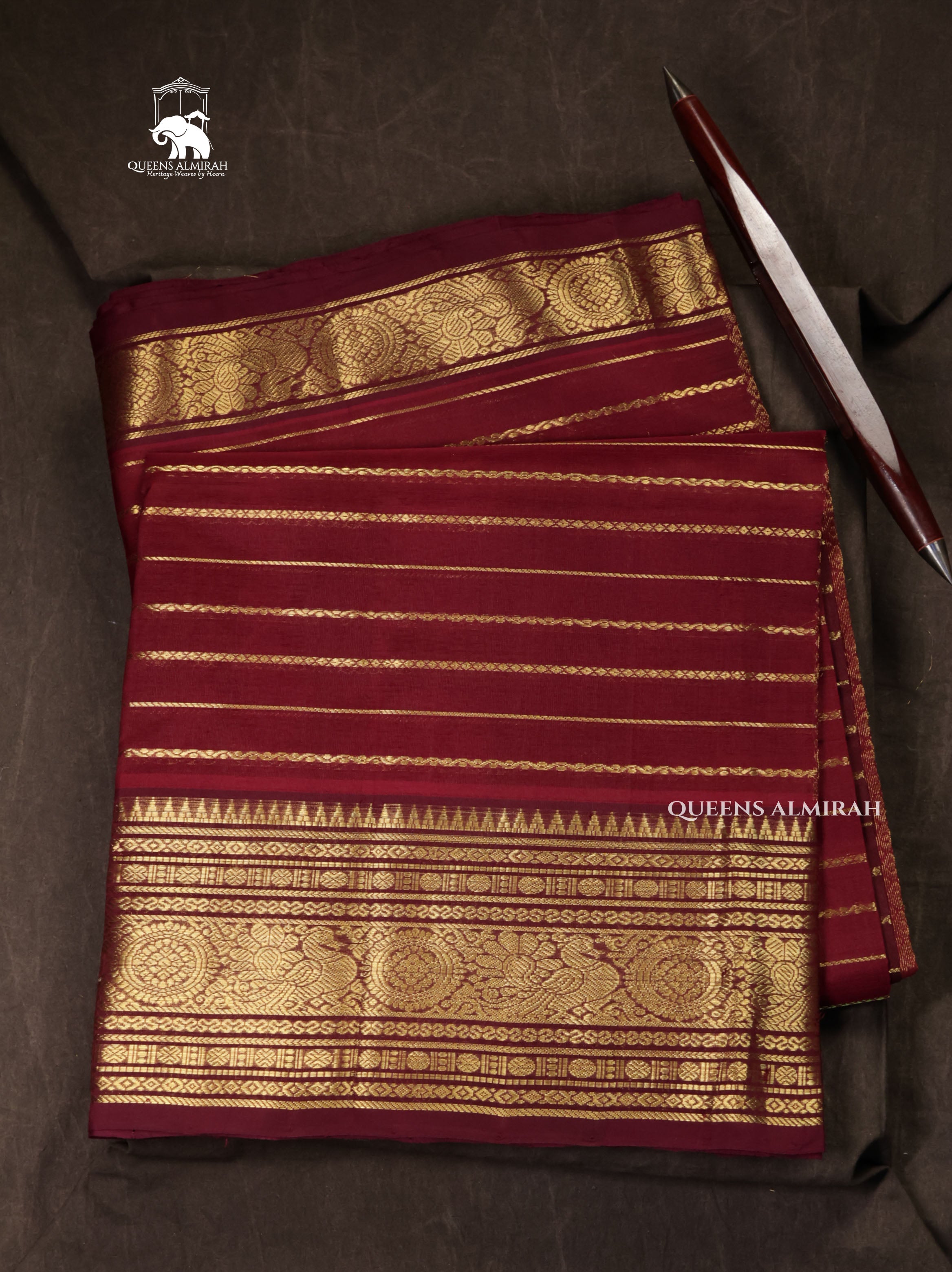 Maroon Pure Silk Cotton Saree