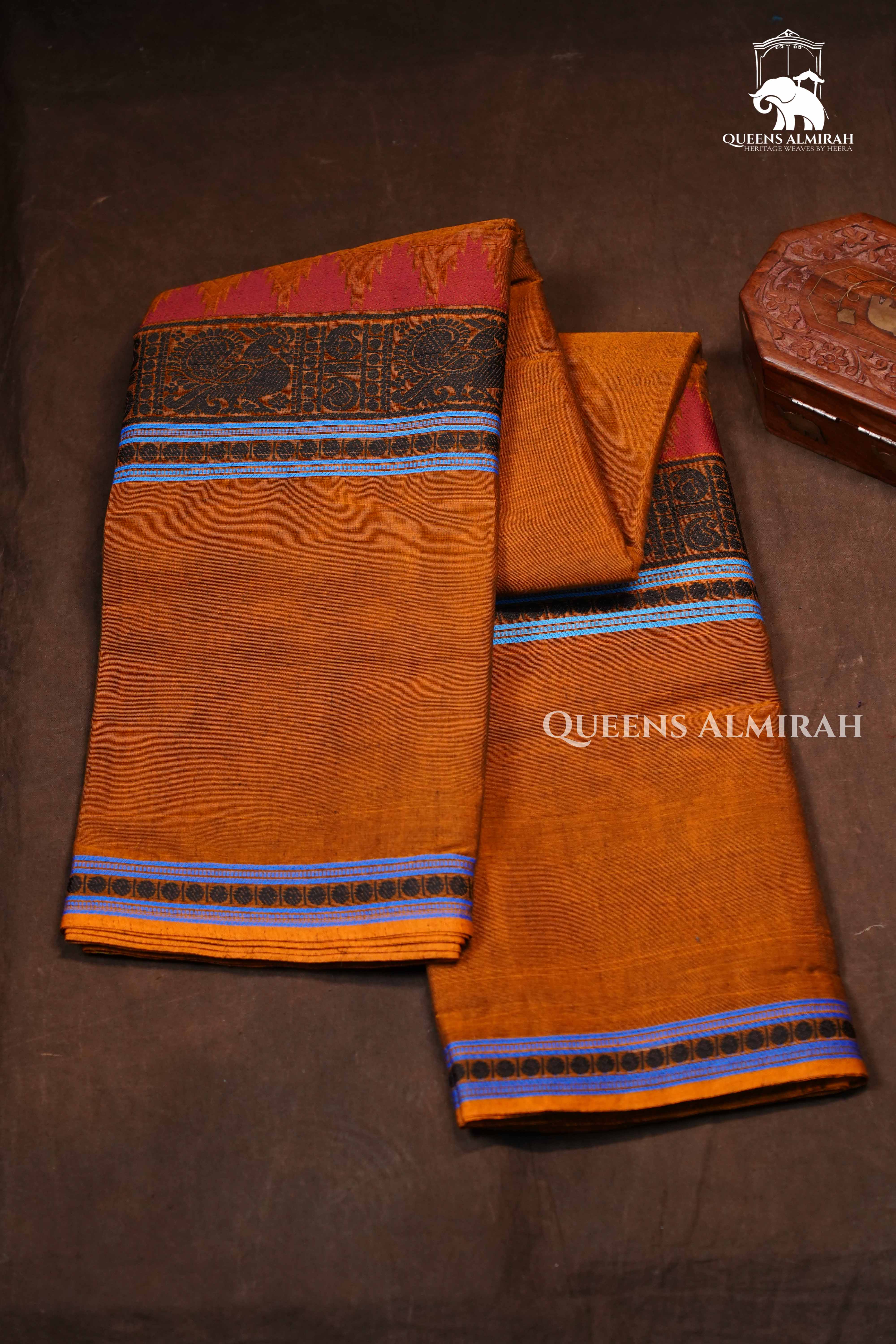 Honey Brown Chettinad Cotton Saree