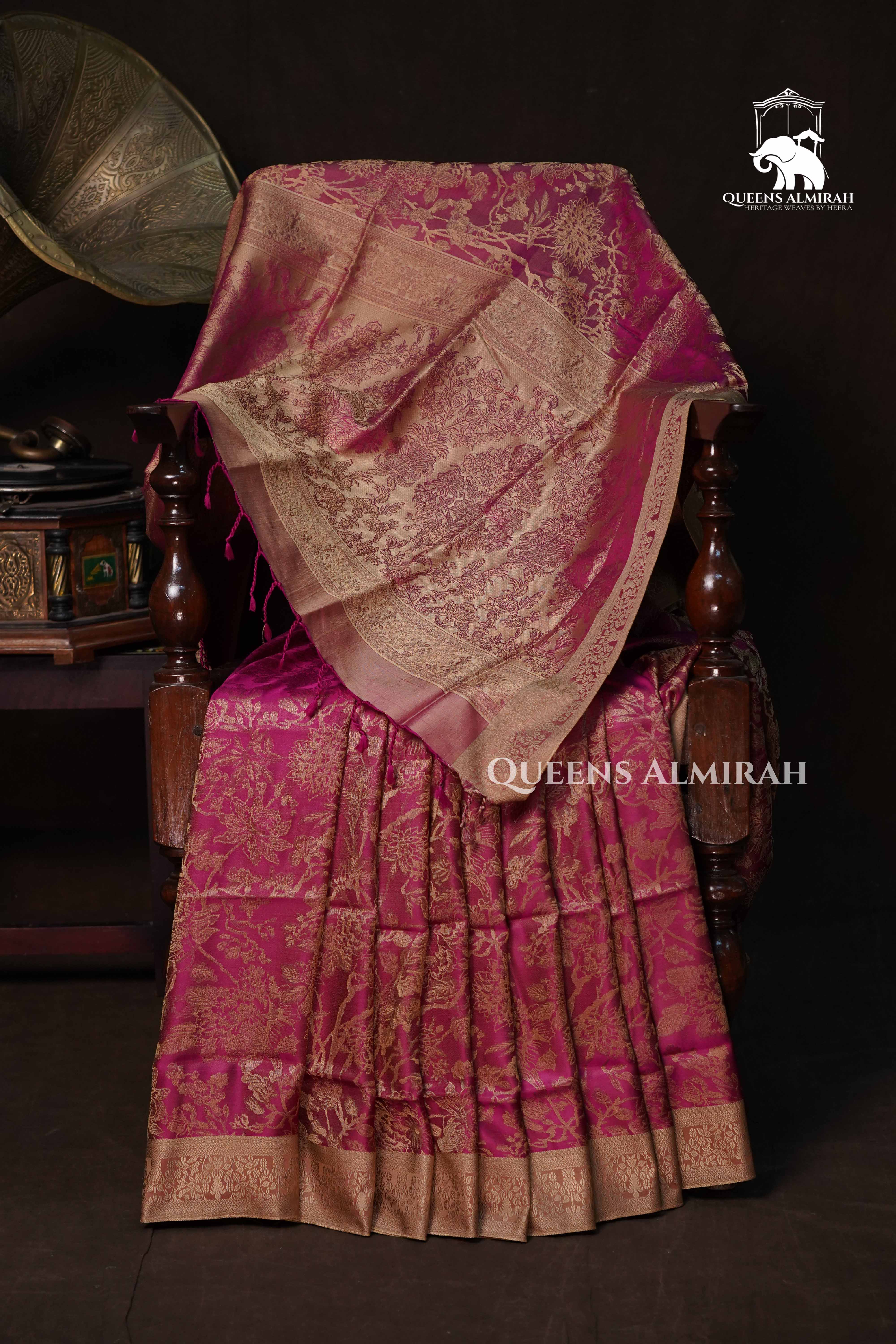 Raspberry Pink Pashmina Silk Saree