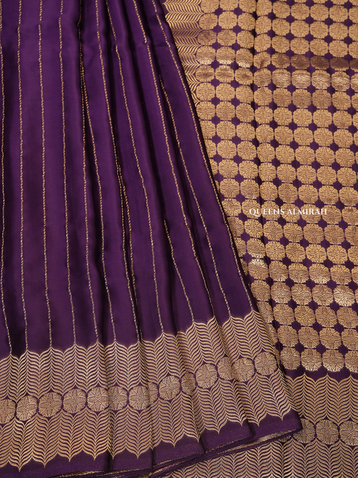 Purple Banarasi Satin Silk Saree