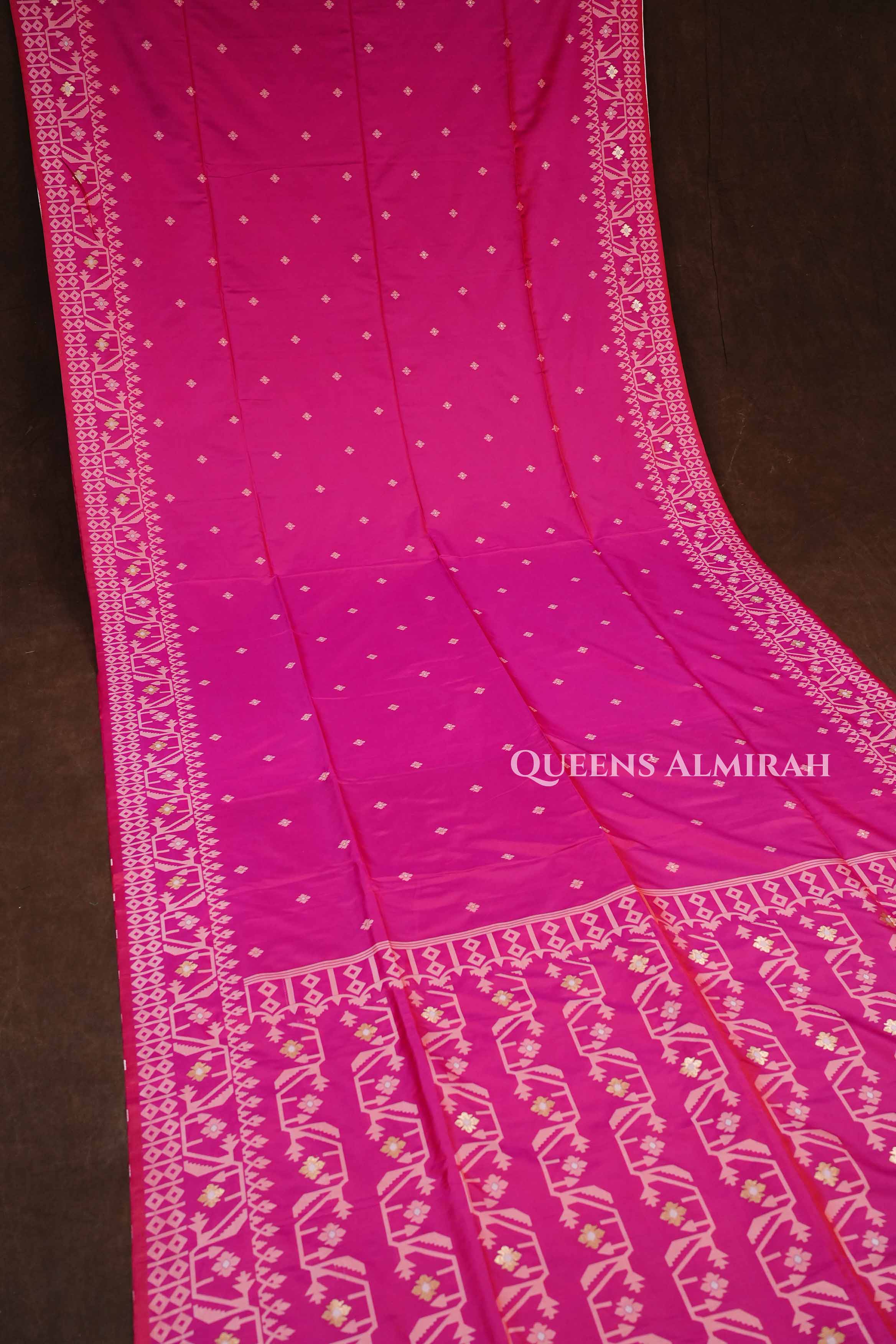 Pink Jamdani Butter Silk Saree