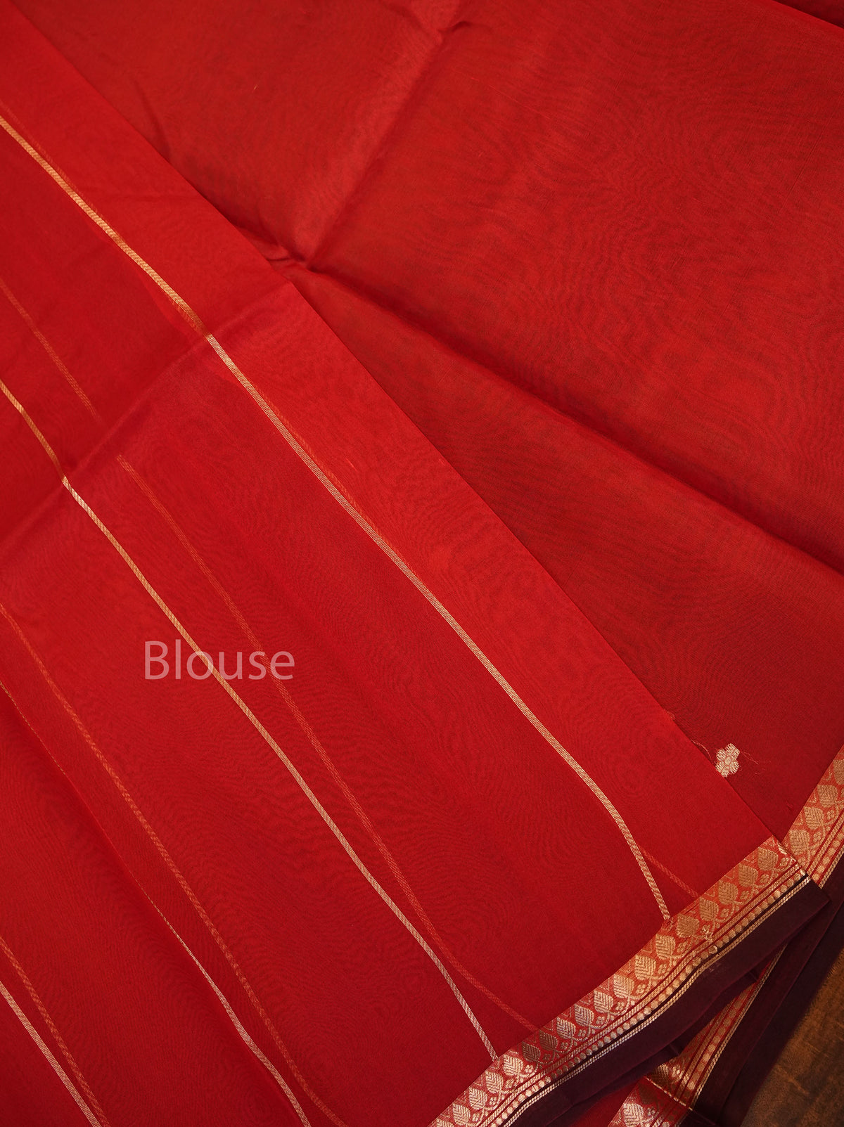 Red Banarasi Kora Organza Silk saree
