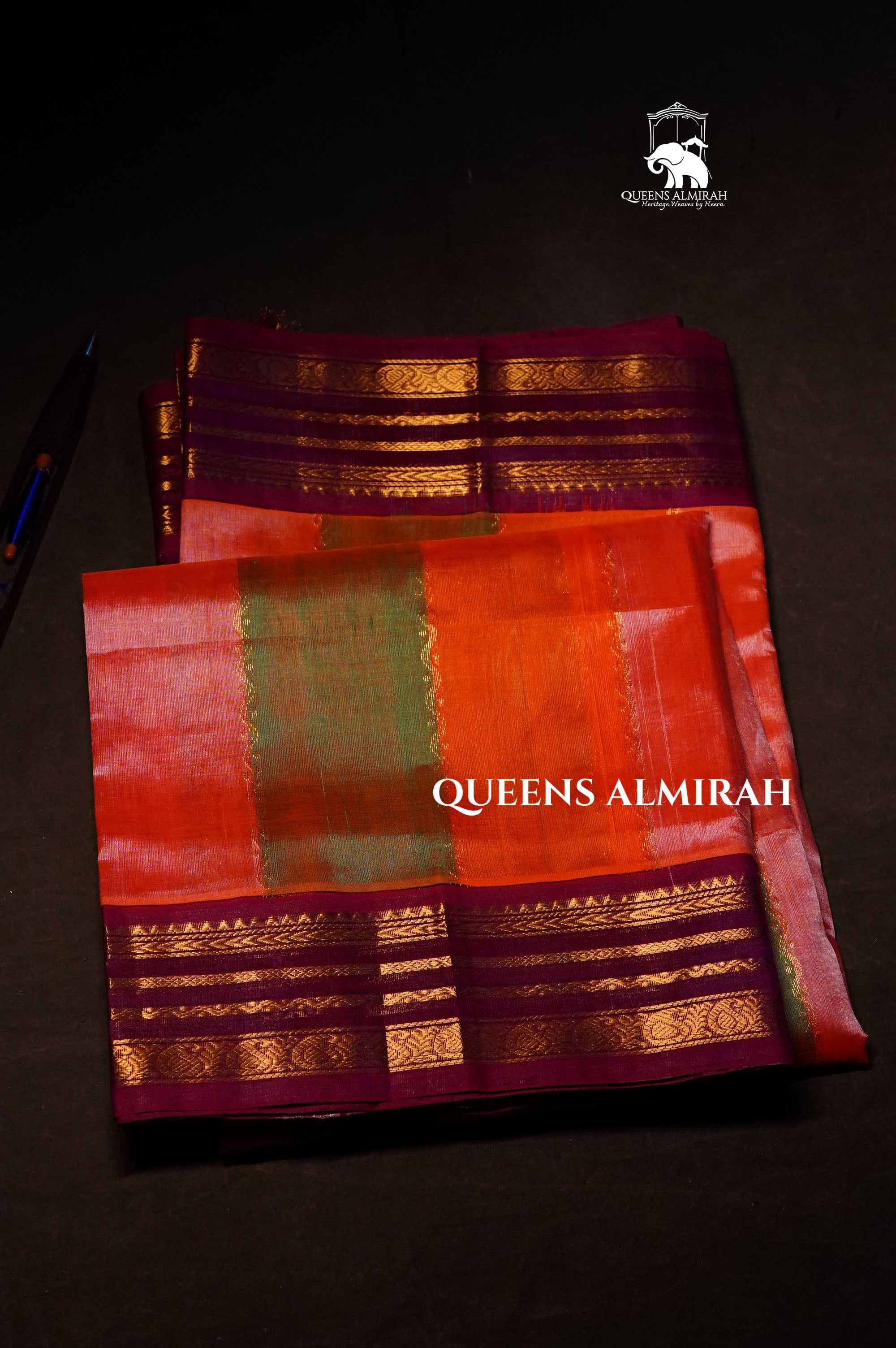 Multi Color With Varisapet Purple Border Pure Silk Cotton Saree