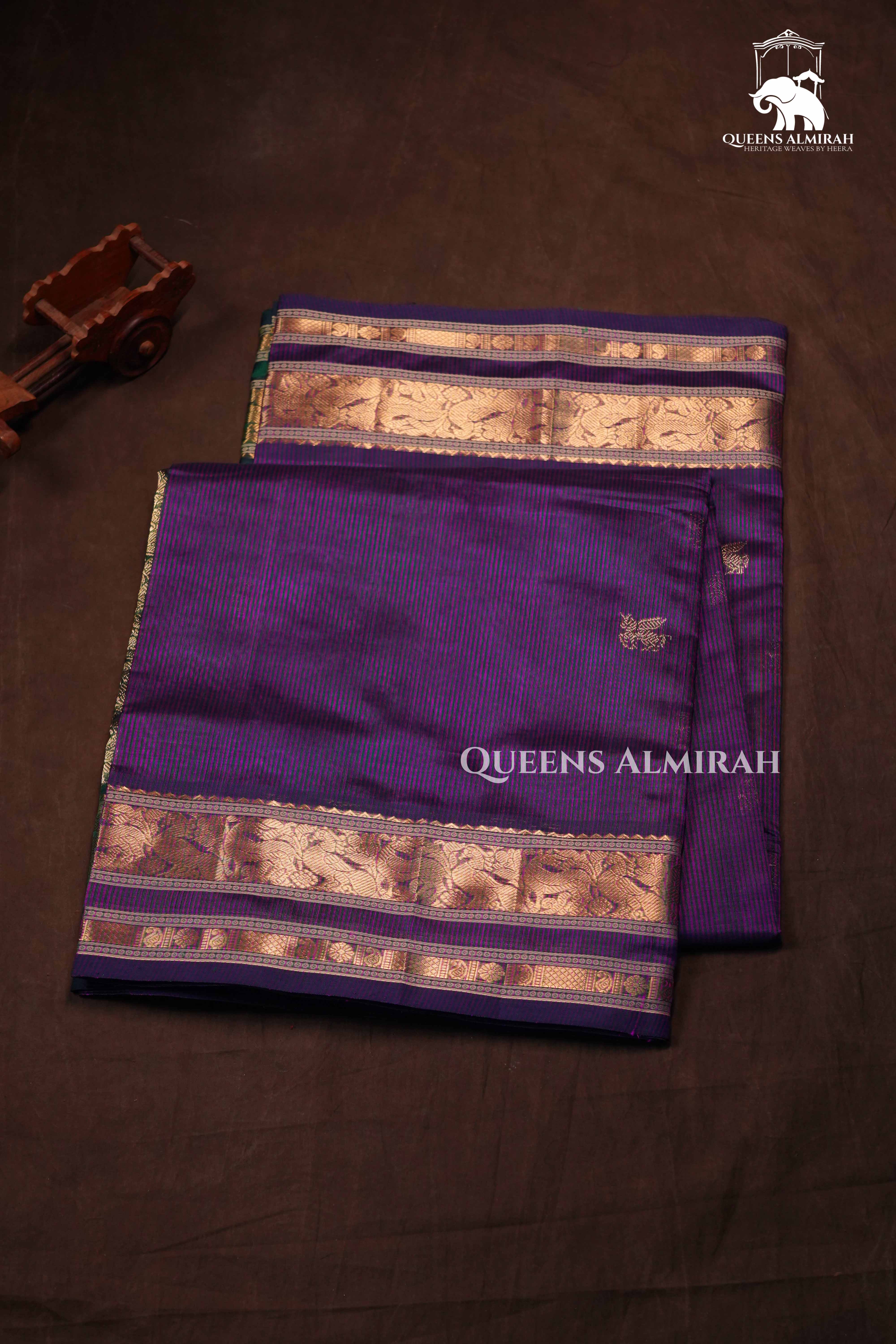 Grape Purple Karaikudi Chettinad Silk Cotton Saree