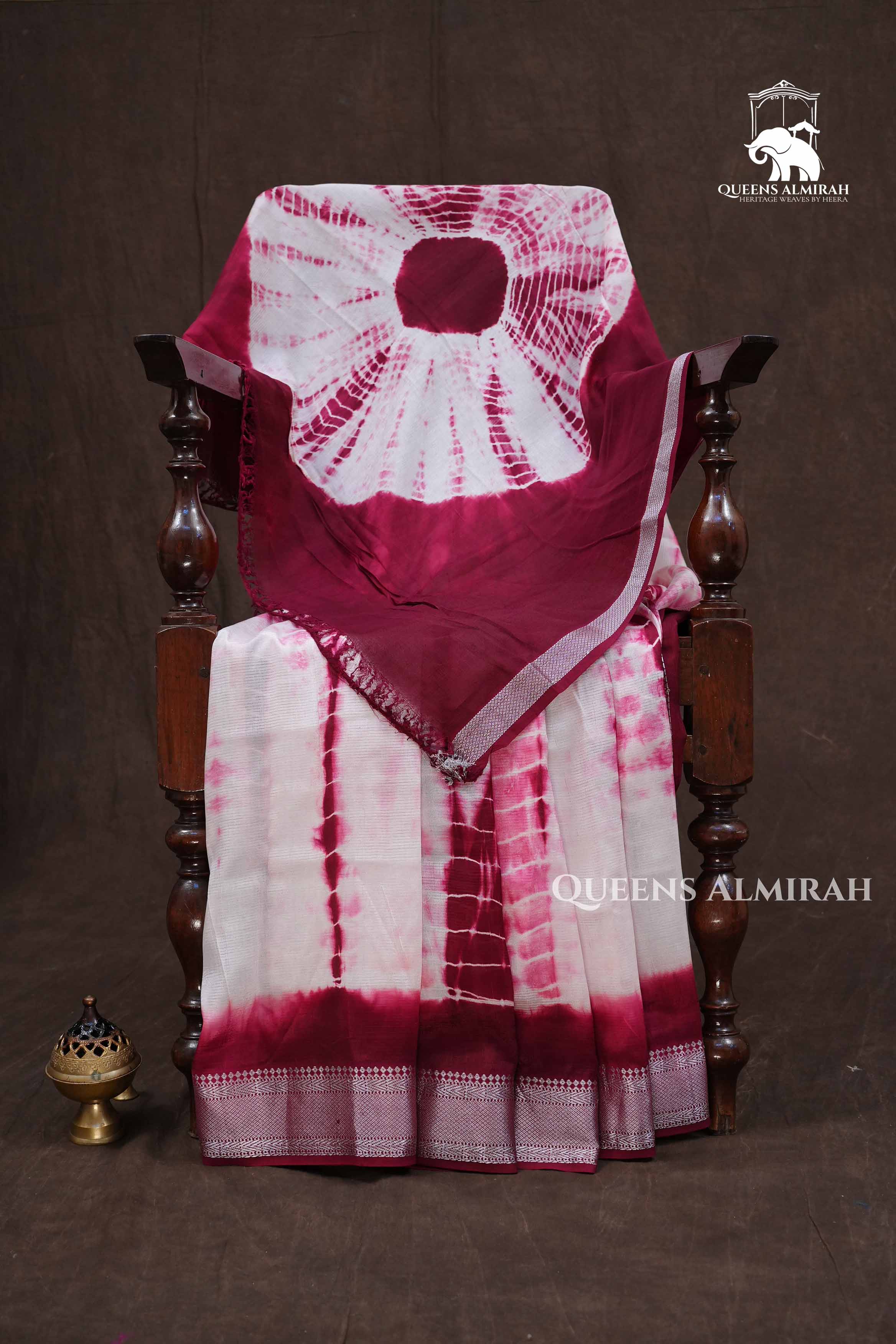 Purple With White Shibori Mangalgiri Saree