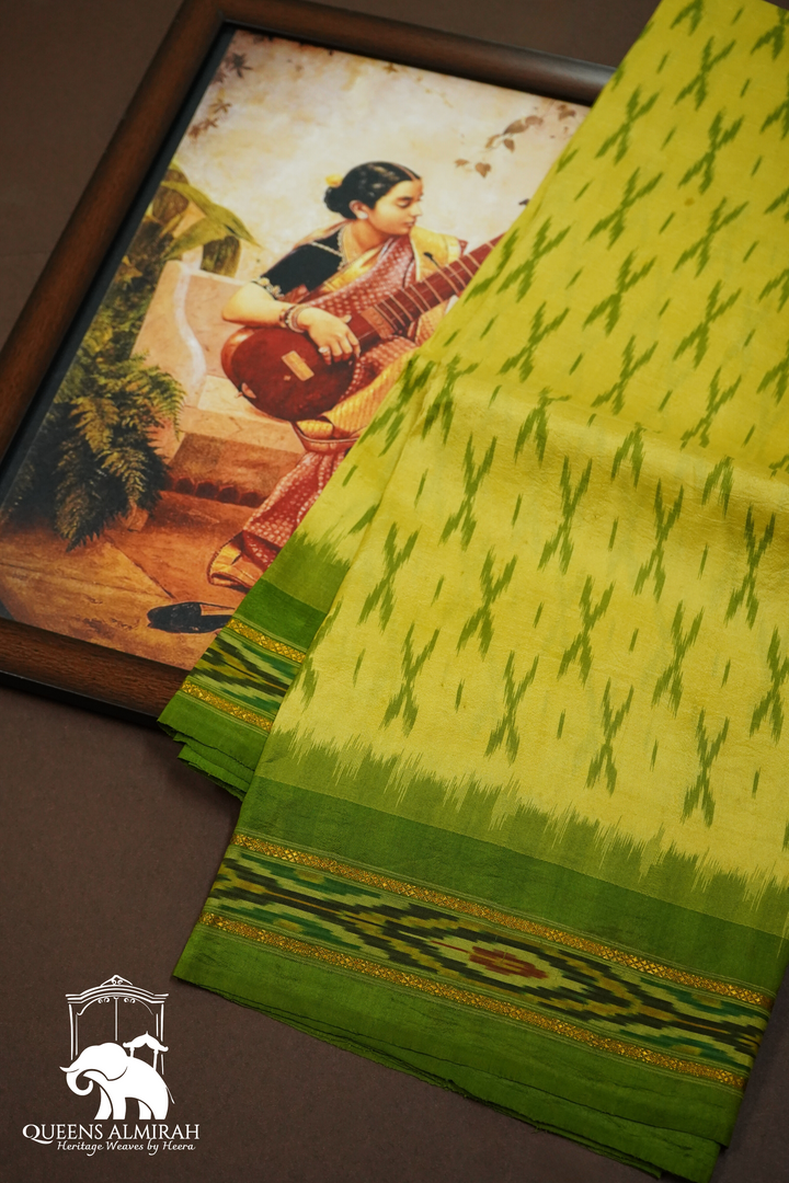 SWAMP GREEN WITH NAVY GREEN MULBERRY SILK SAREE - Queens Jewel Emporium