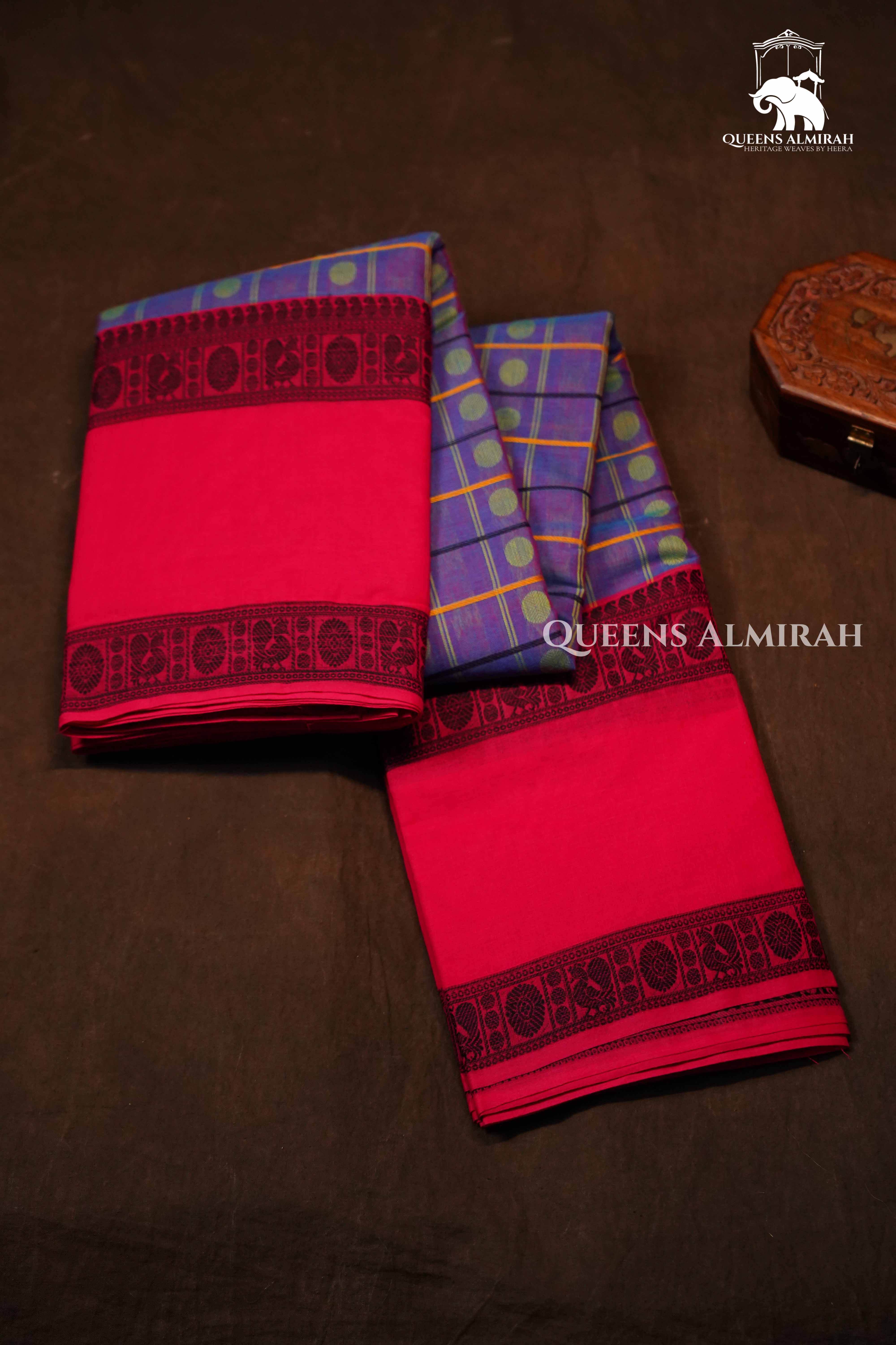 Dark Lavender Chettinad Cotton Saree