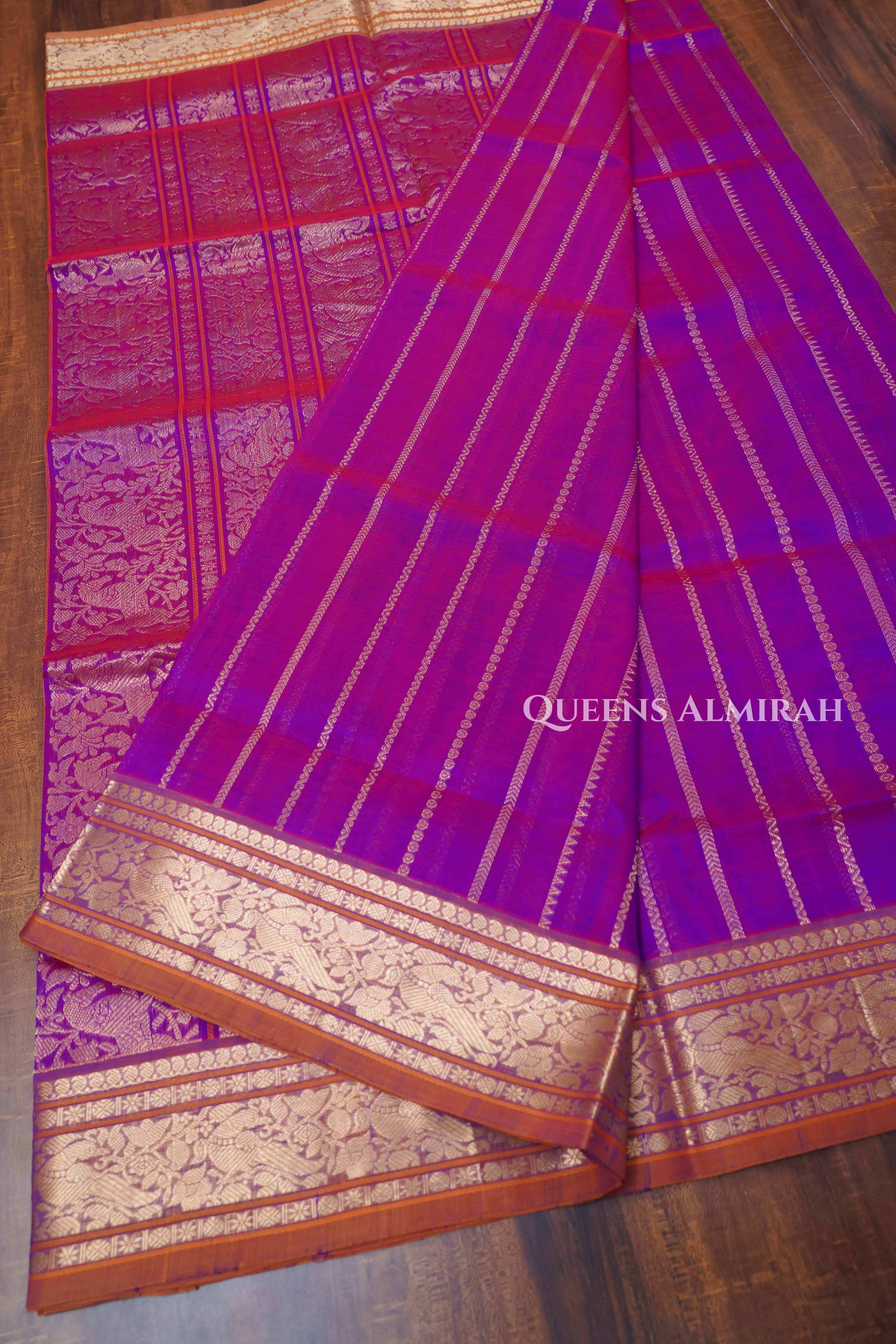 Dark Magenta Pink Chettinad Silk Cotton Saree