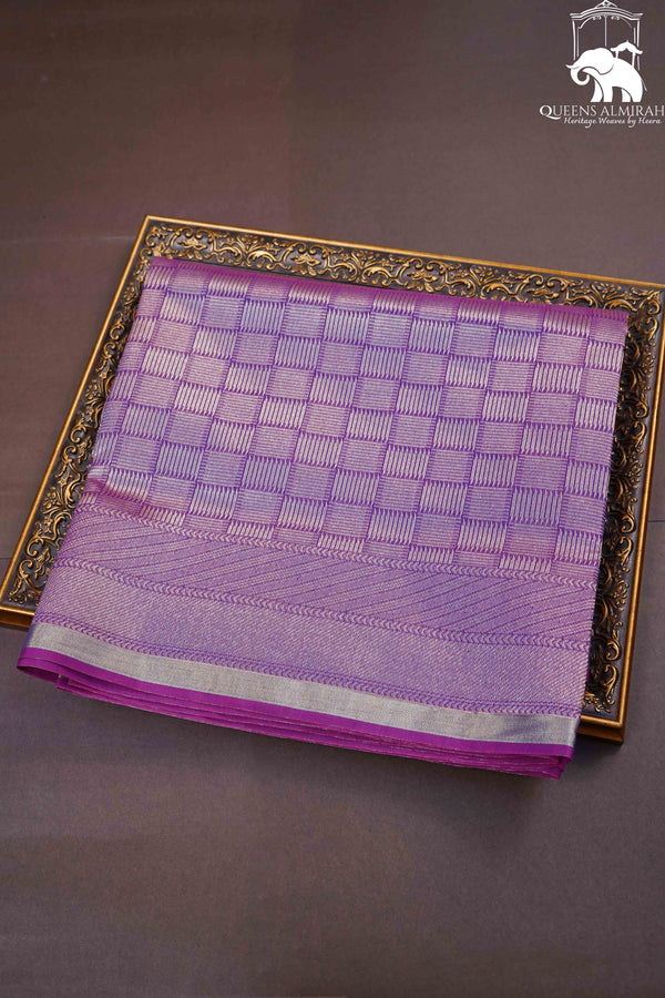 FADED PURPLE SILK COTTON SAREE - Queens Jewel Emporium