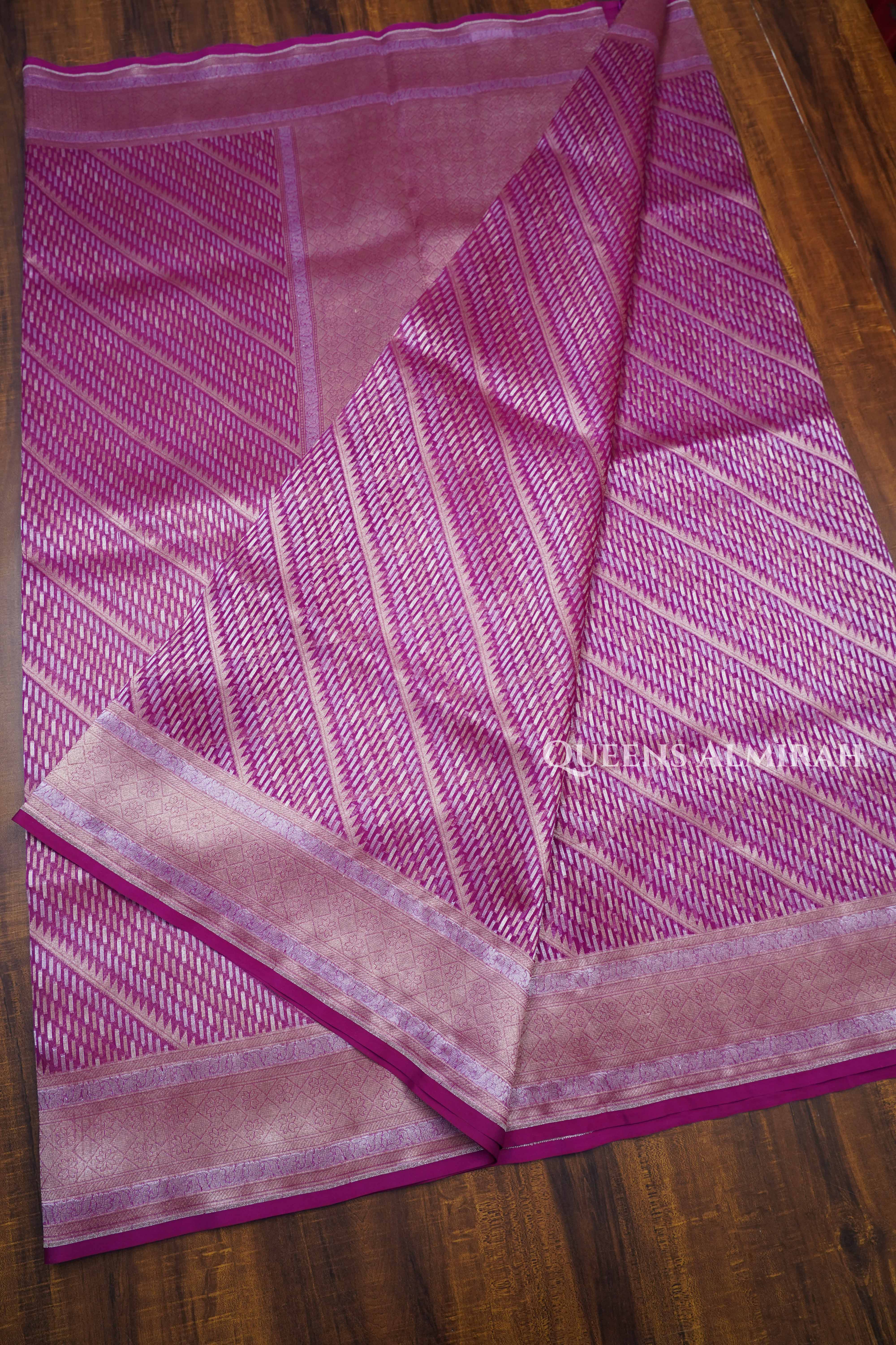 Vadamalli Purple Banarasi Organza Silk Saree