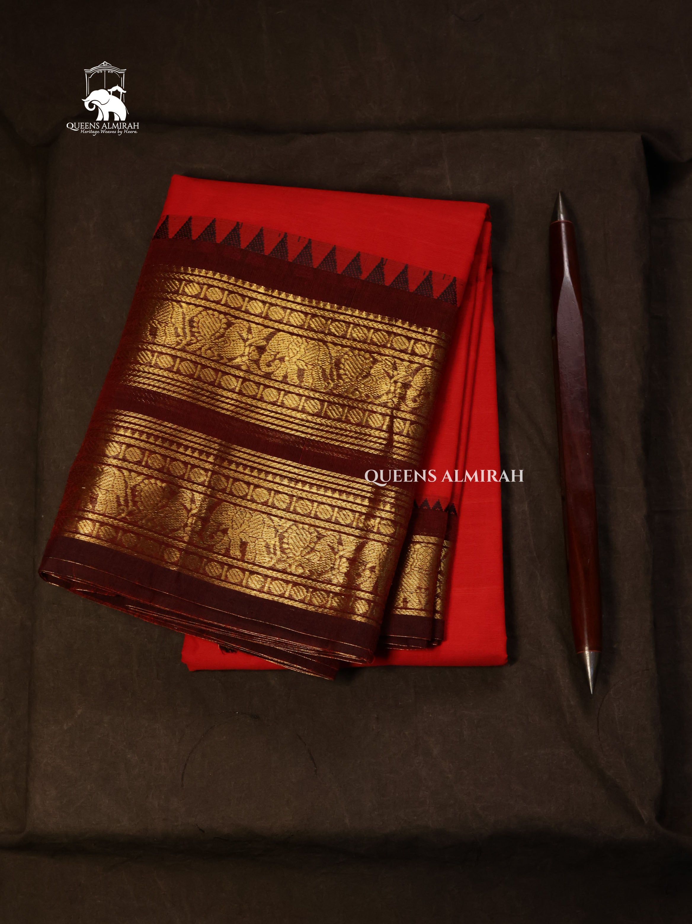Red Kanchi Cotton Saree