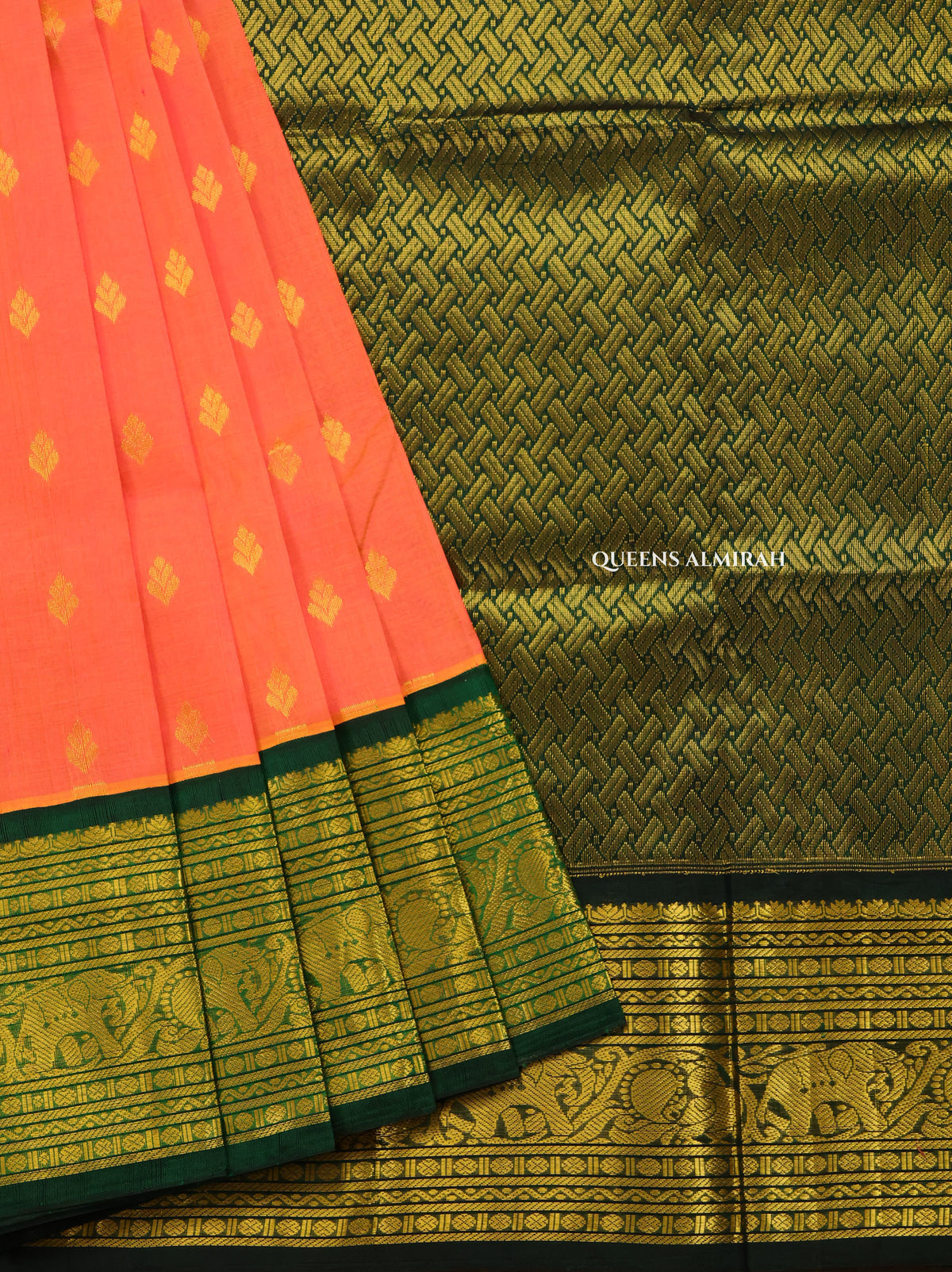 Pink With Green Pure Silk Cotton Saree