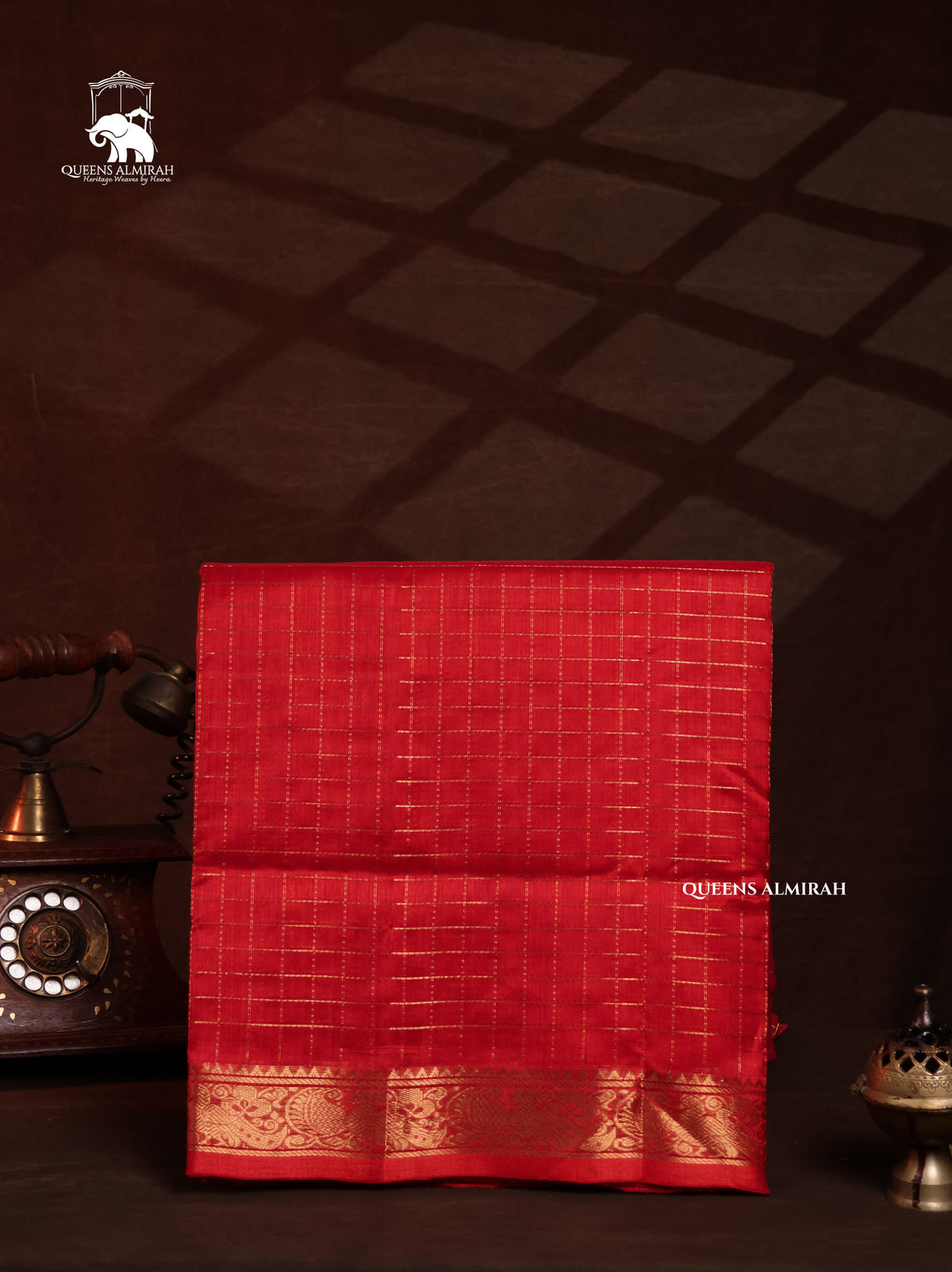 Red Kattam With Small Border Pure Silk Cotton Saree