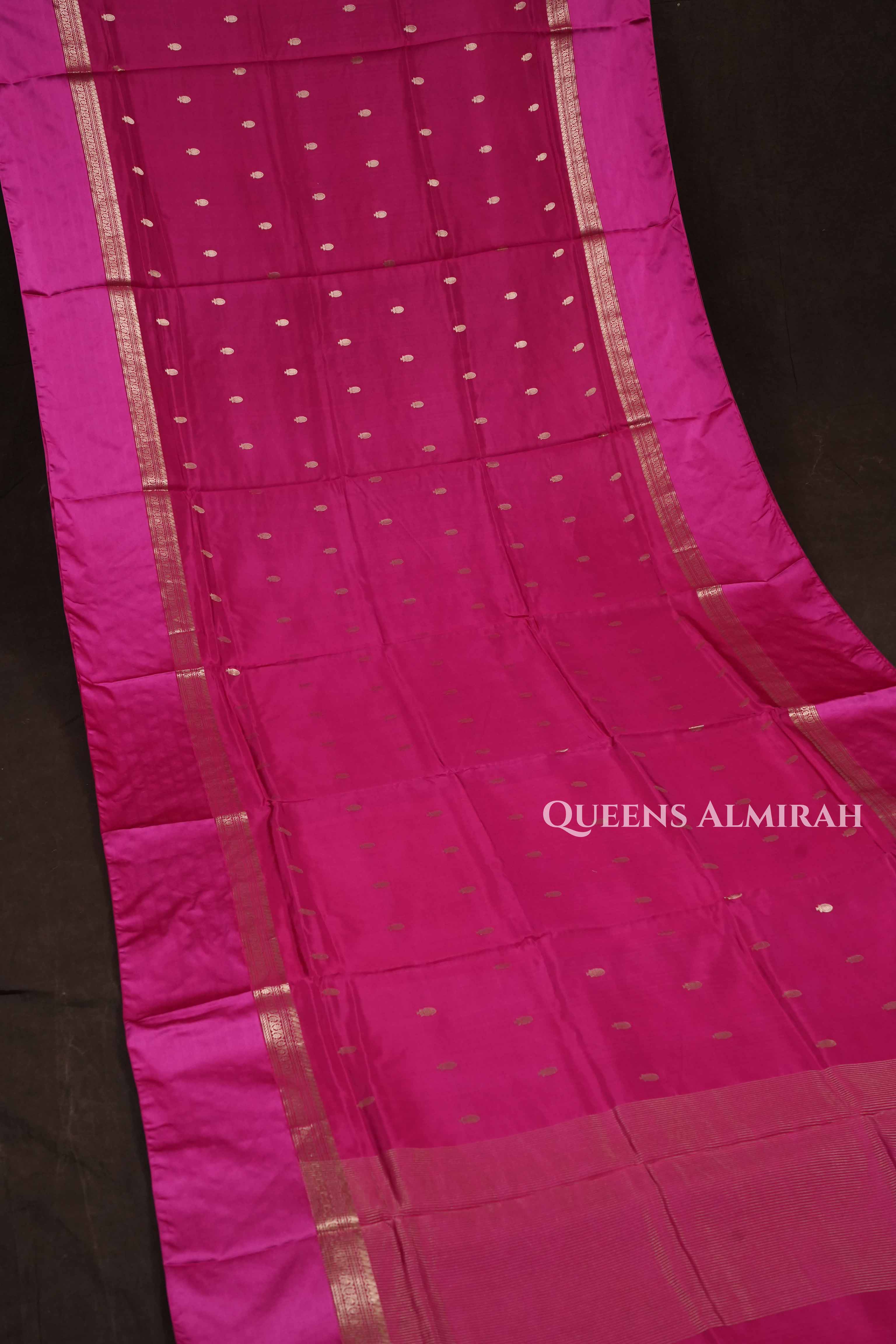 Magenta Pink Banarasi Silk Saree
