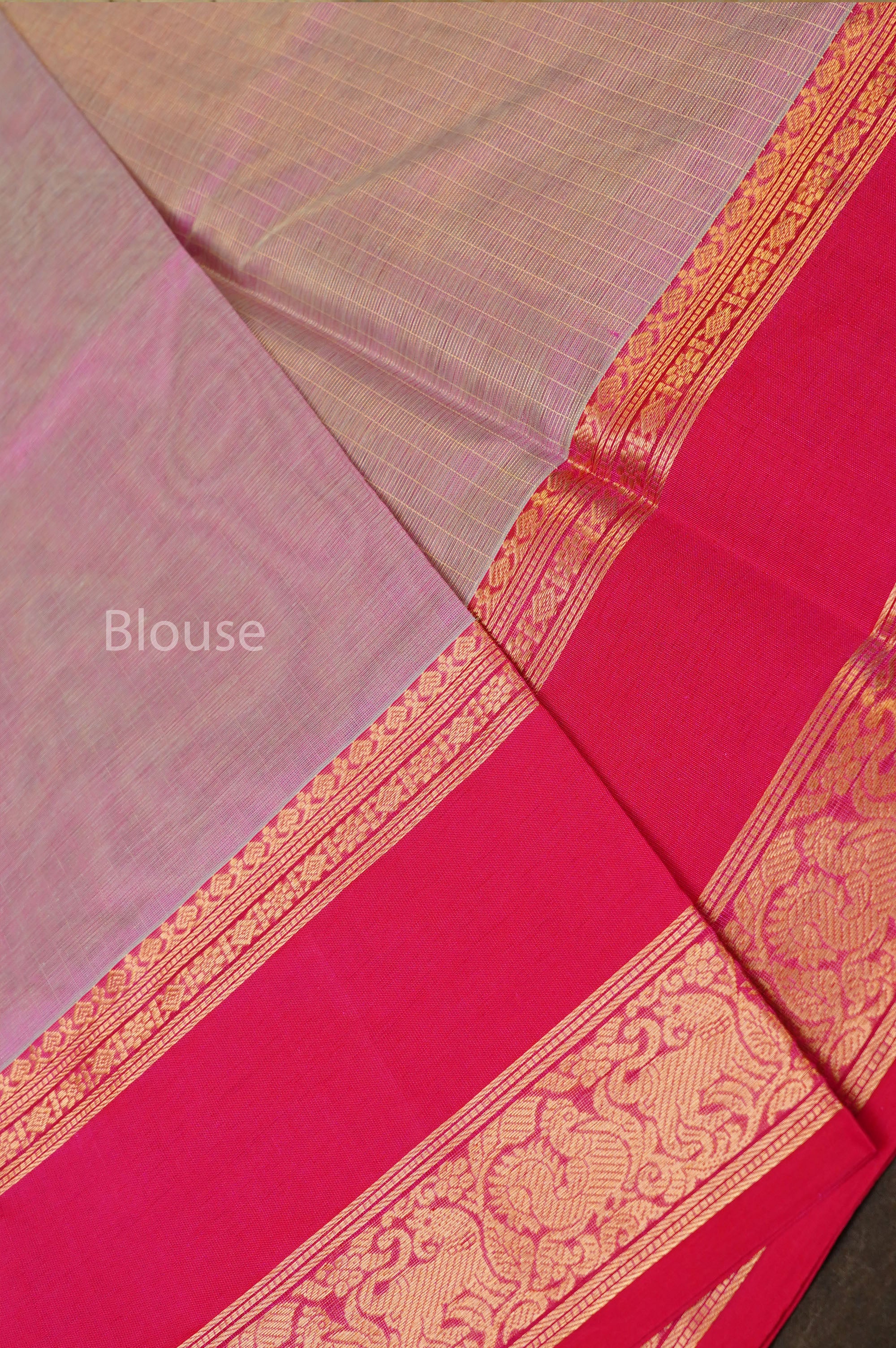 Baby Pink With Rani Pink Payadi Chettinad Silk Cotton Saree