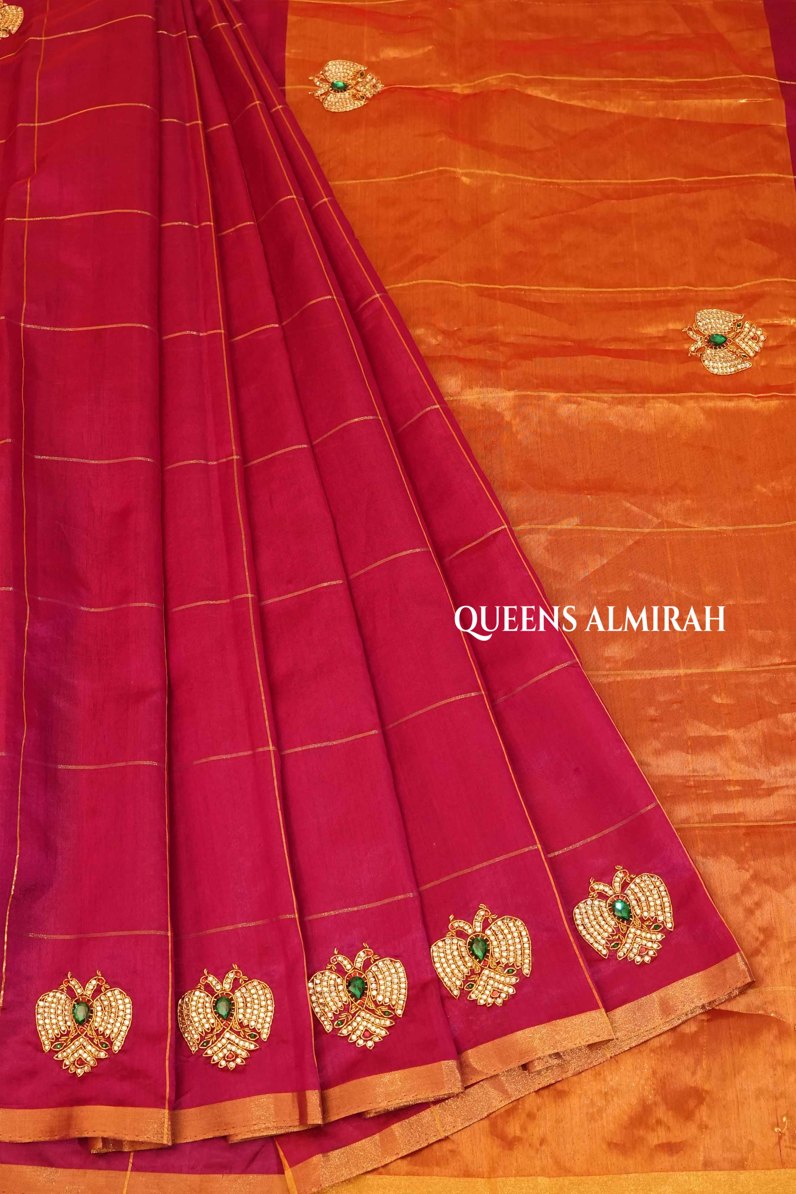 Magenta Pink Ganda Berunda Chanderi Silk Saree