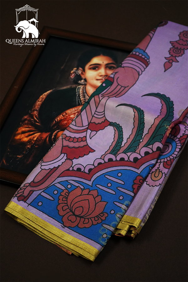 ONION PINK WITH MULTI COLOR KANCHIVARAM SILK SAREE - Queens Jewel Emporium