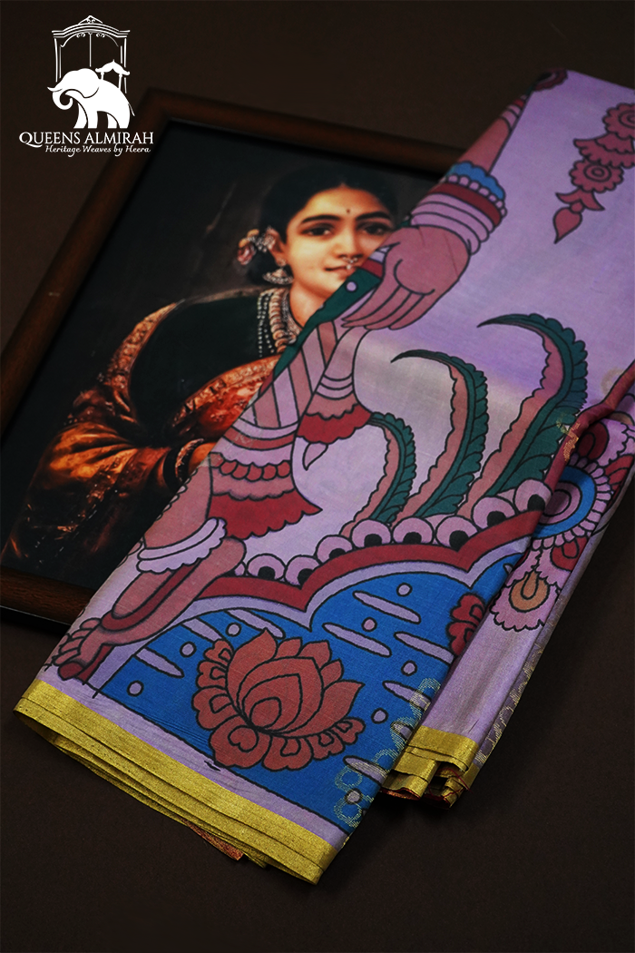 ONION PINK WITH MULTI COLOR KANCHIVARAM SILK SAREE - Queens Jewel Emporium