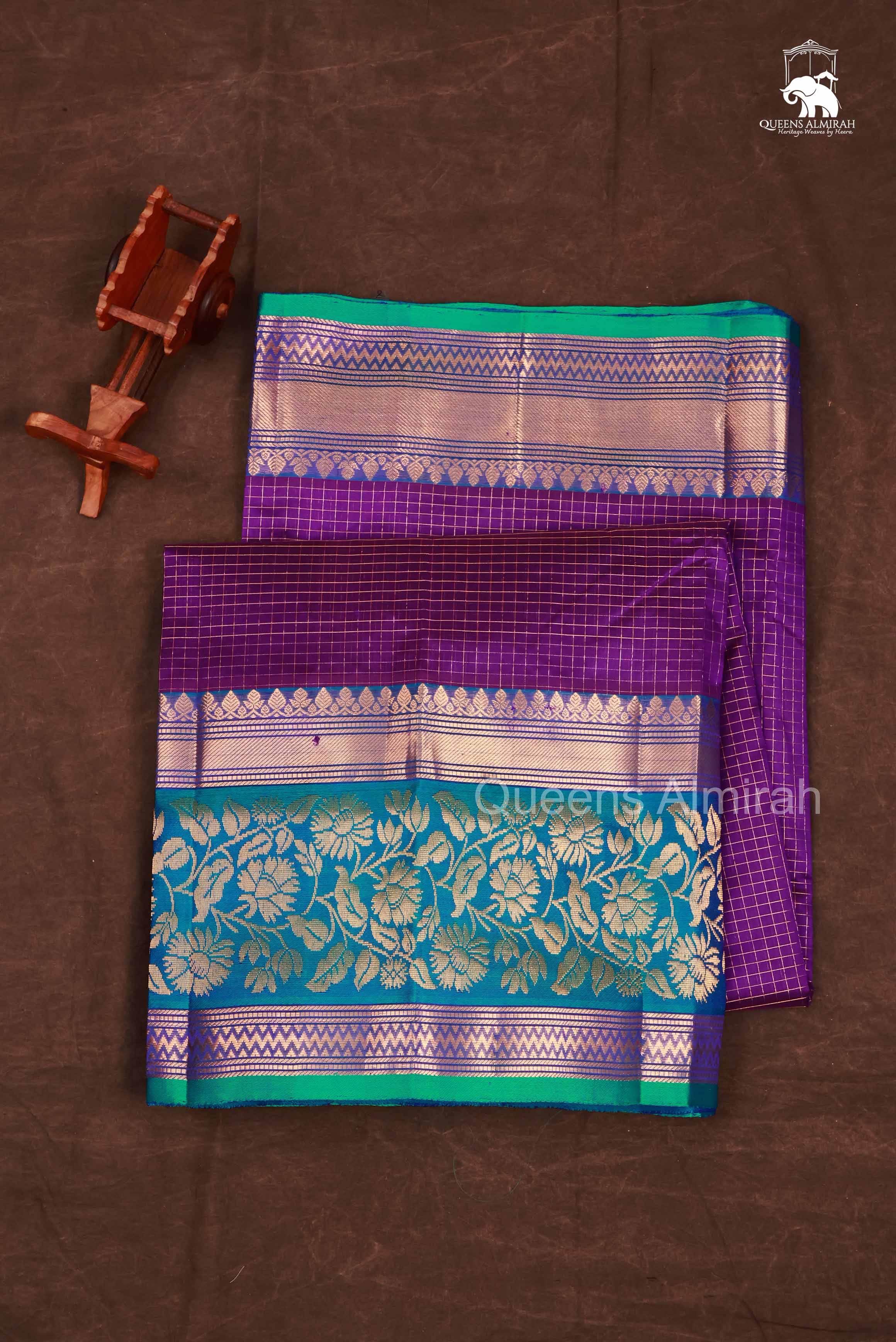 Purple With Blue Pure Silk Cotton Saree