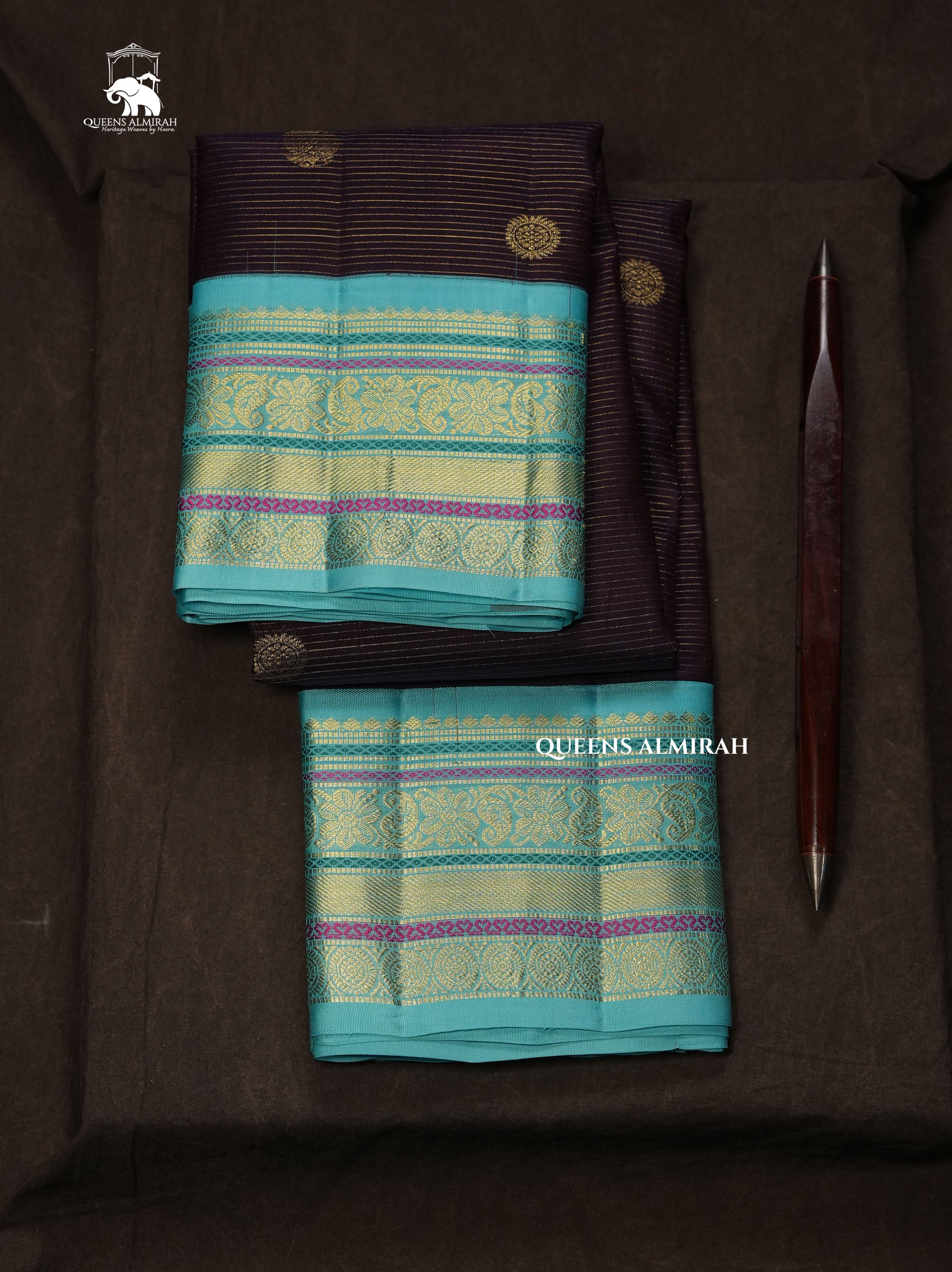 Navy Blue With Blue Pure Kanchivaram Silk Saree