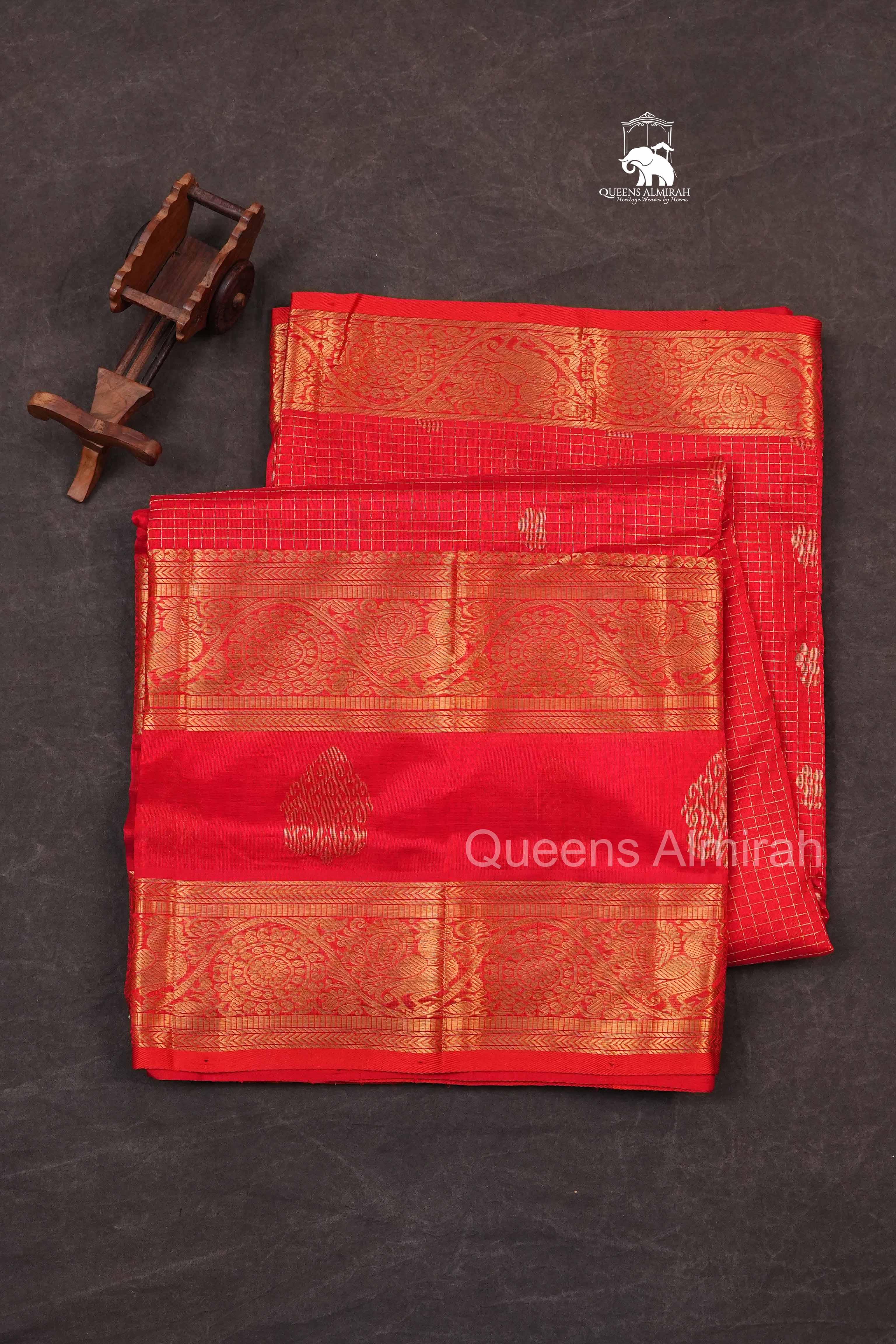 Red Pure Silk Cotton Saree