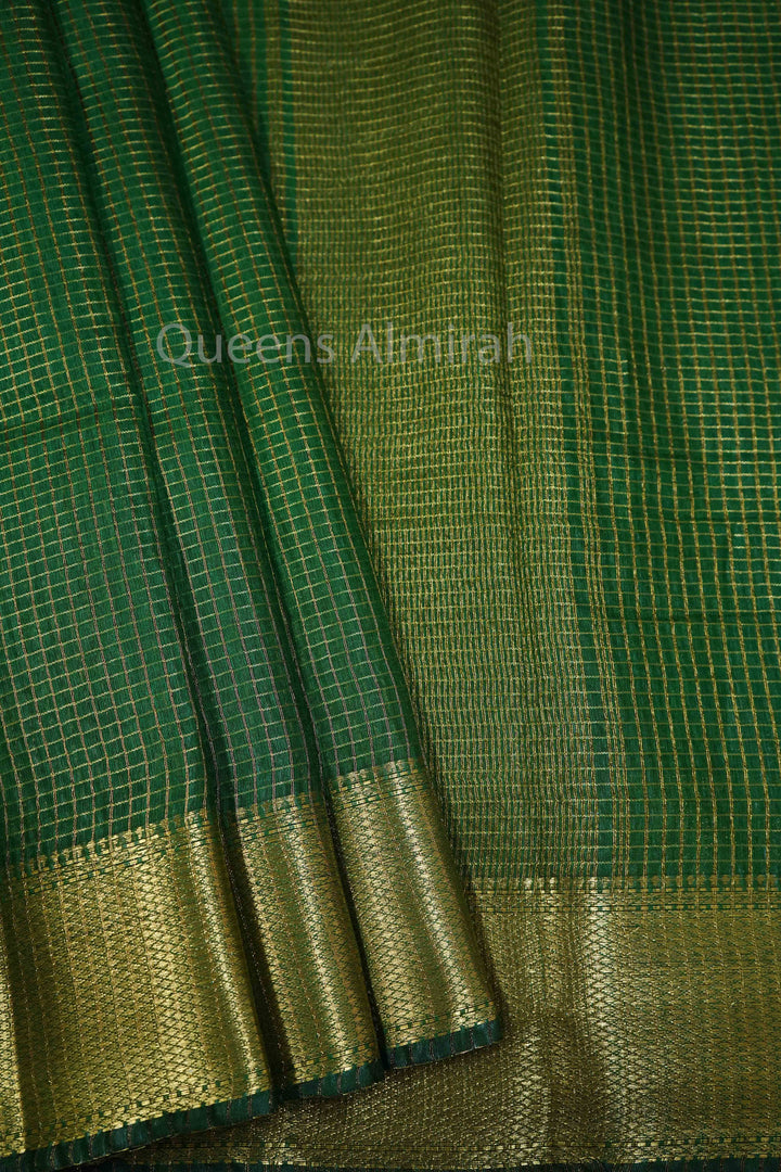 KIWI GREEN  MAHESHWARI SAREE - Queens Jewel Emporium